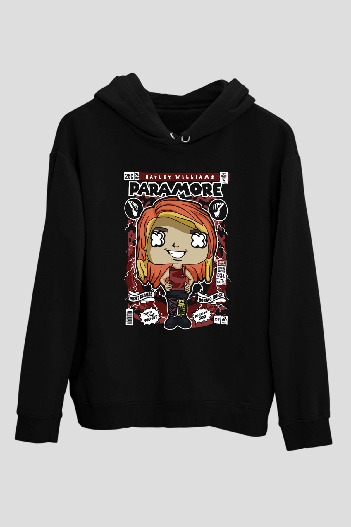 Paramore Hayley Williams Baskılı Unisex Siyah Hoodie