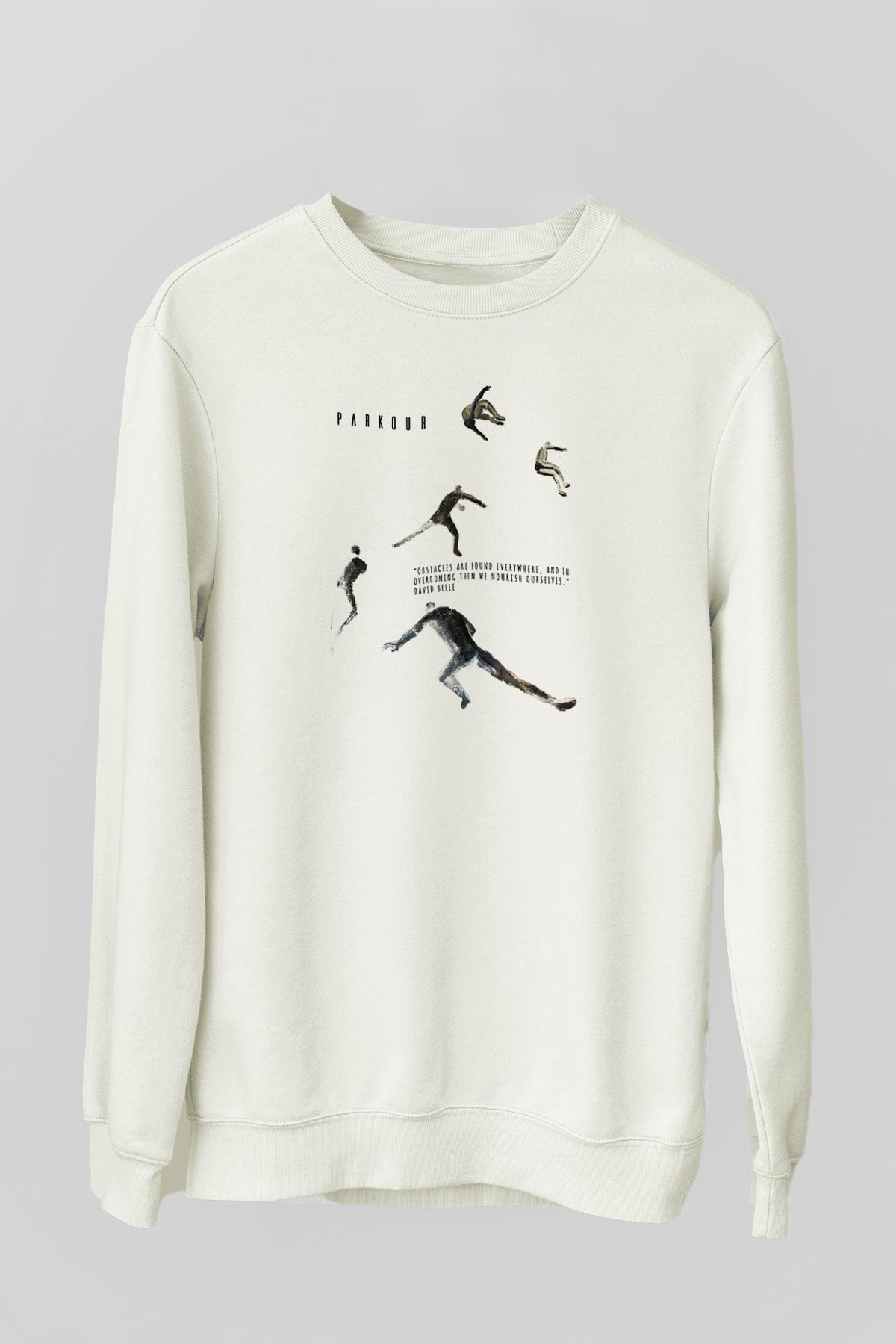 Parkour Baskılı Unisex Ekru Sweatshirt