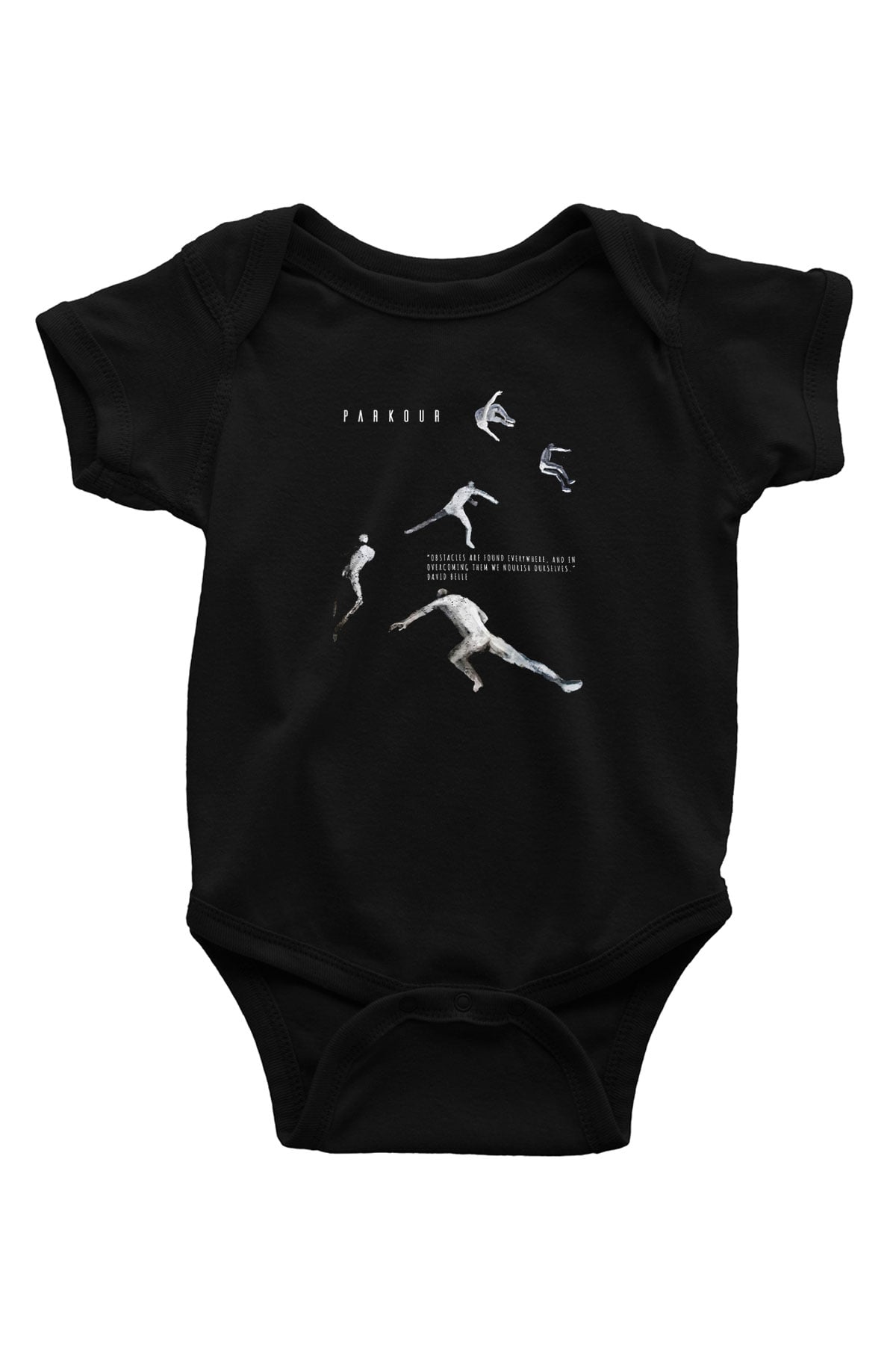 Parkour Baskılı Unisex Siyah Bebek Body - Zıbın