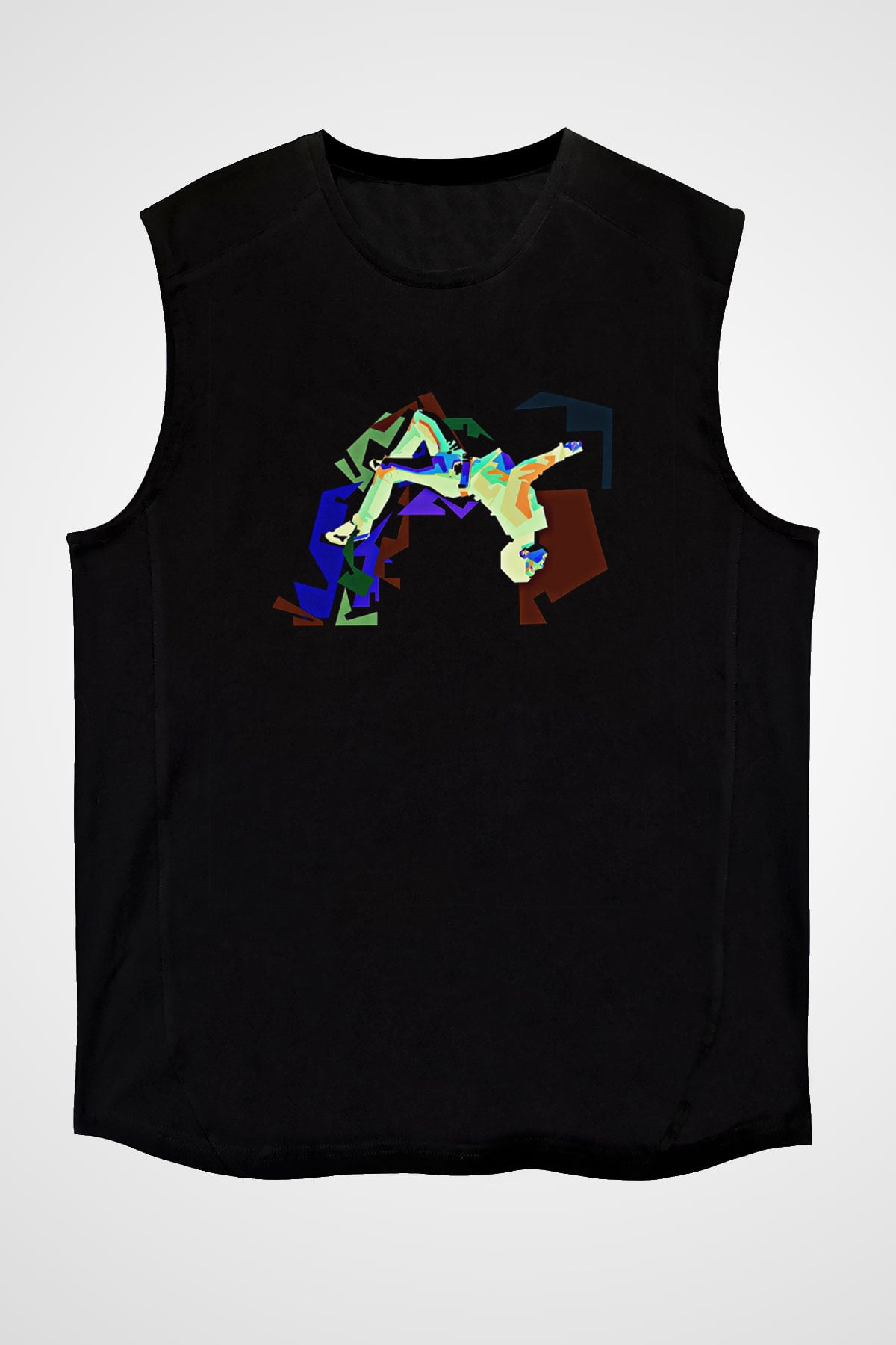Parkour Baskılı Unisex Siyah Kolsuz Tişört