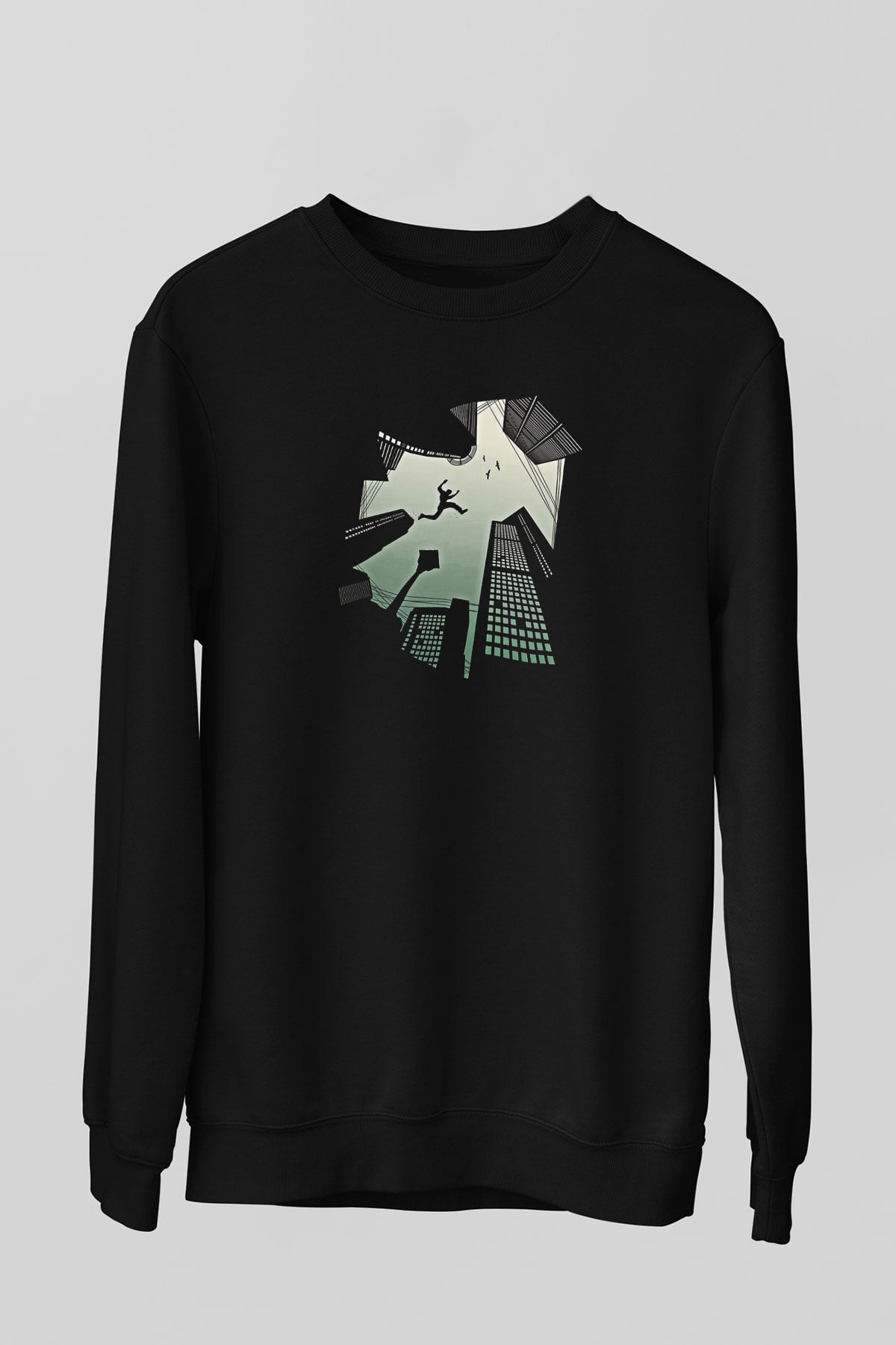 Parkour Baskılı Unisex Siyah Sweatshirt