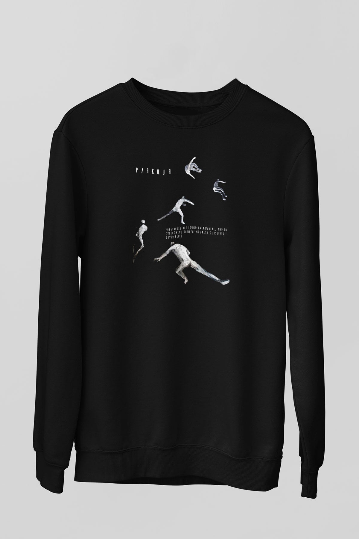 Parkour Baskılı Unisex Siyah Sweatshirt