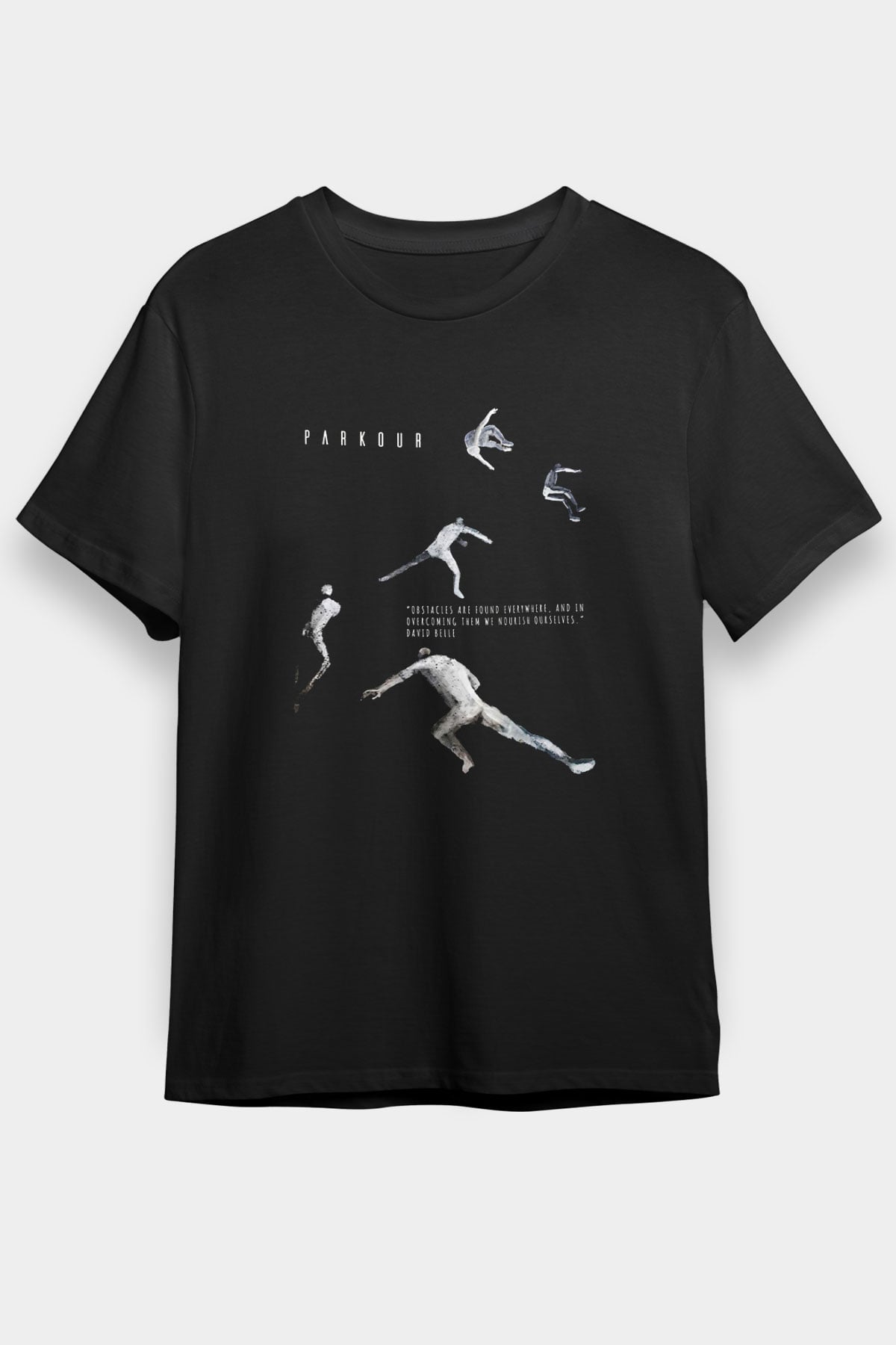 Parkour Baskılı Unisex Siyah Tişört - Tshirt
