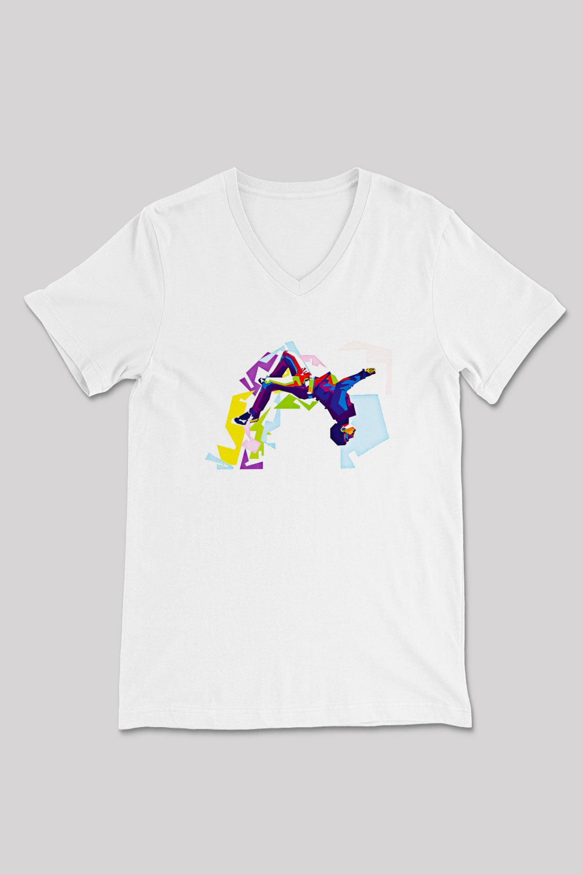 Parkour Baskılı Unisex V Yaka Tişört - Tshirt