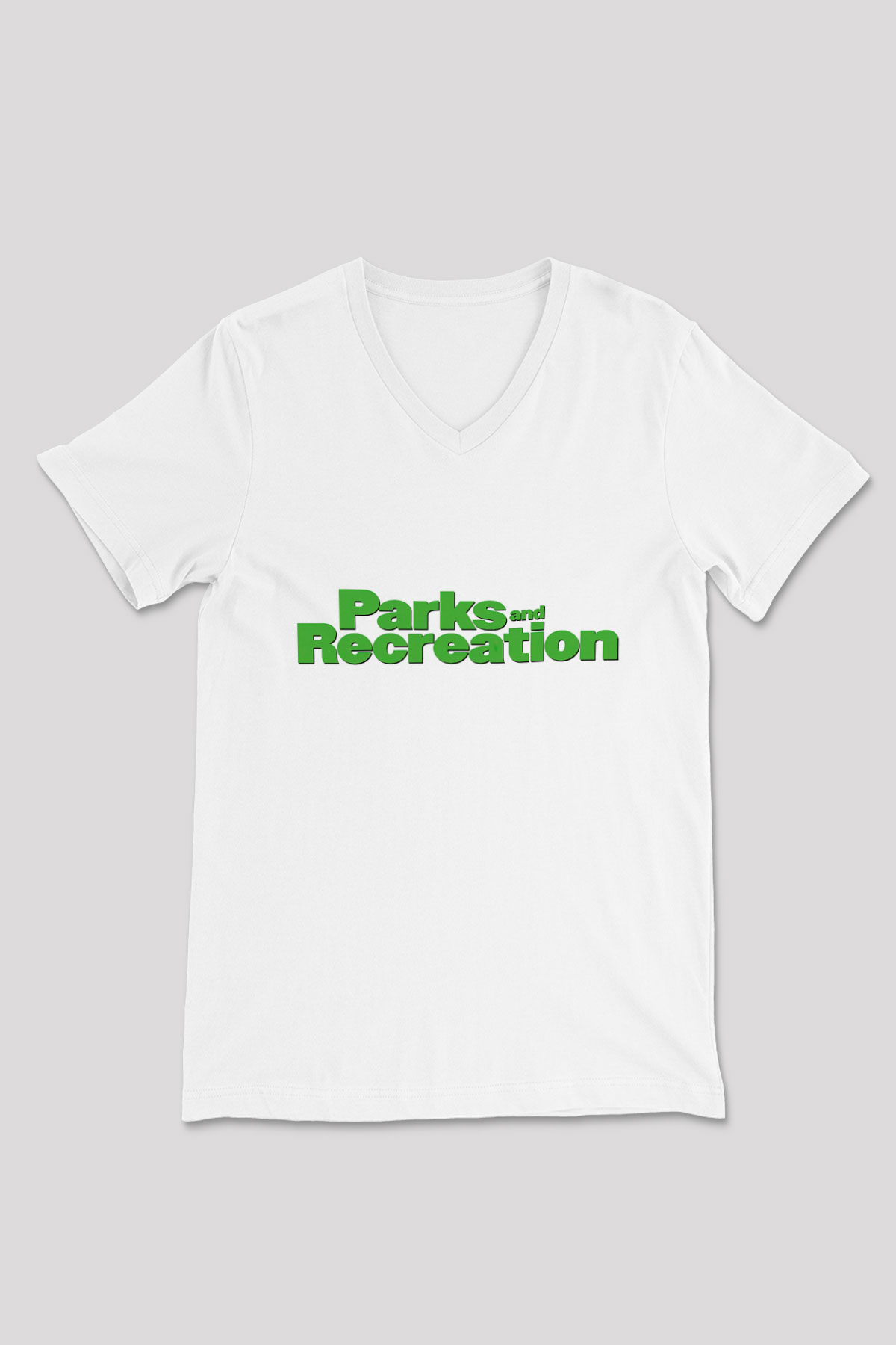 Parks and Recreation Beyaz Unisex V Yaka Tişört