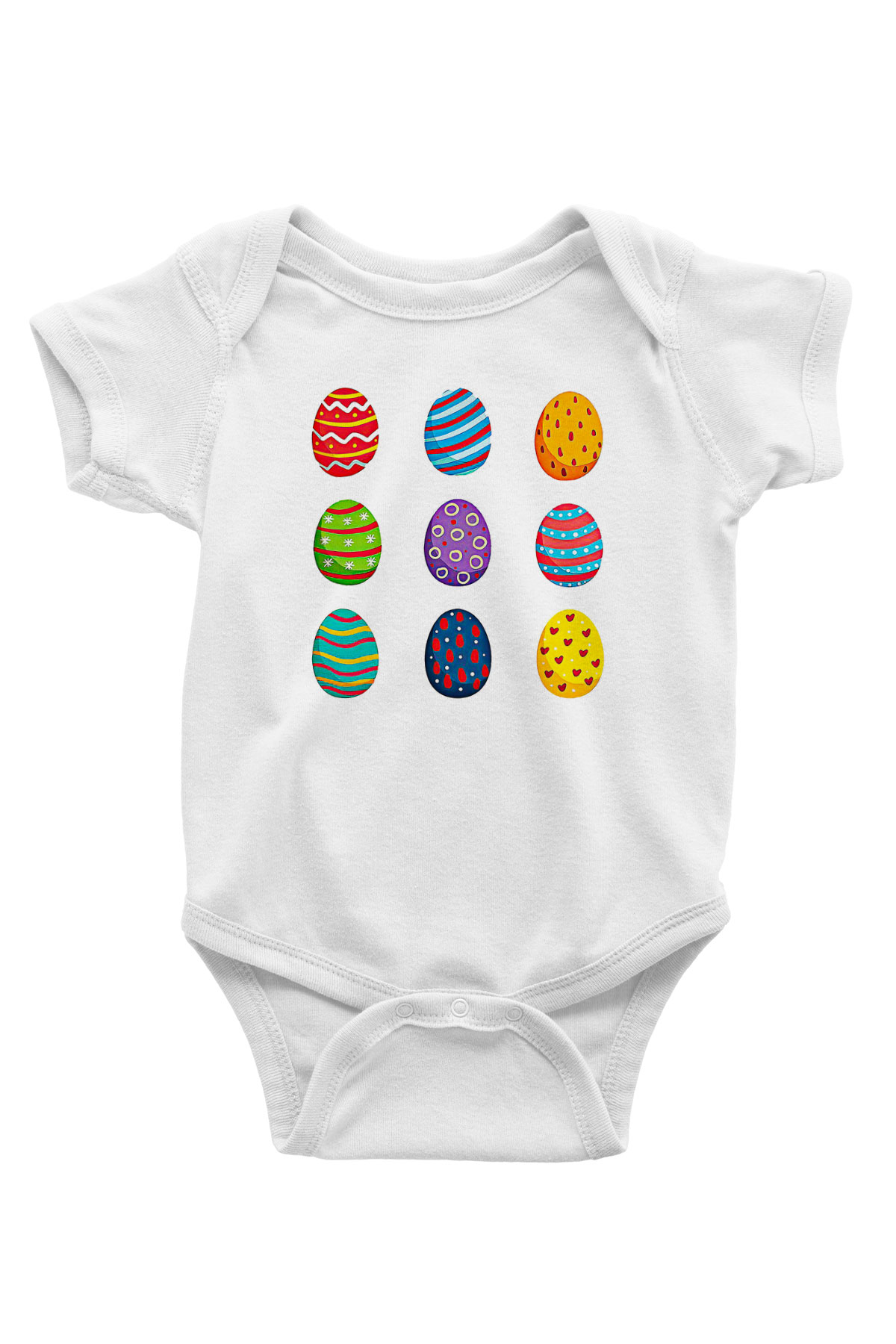 Paskalya Baskılı Beyaz Unisex Bebek Body - Zıbın