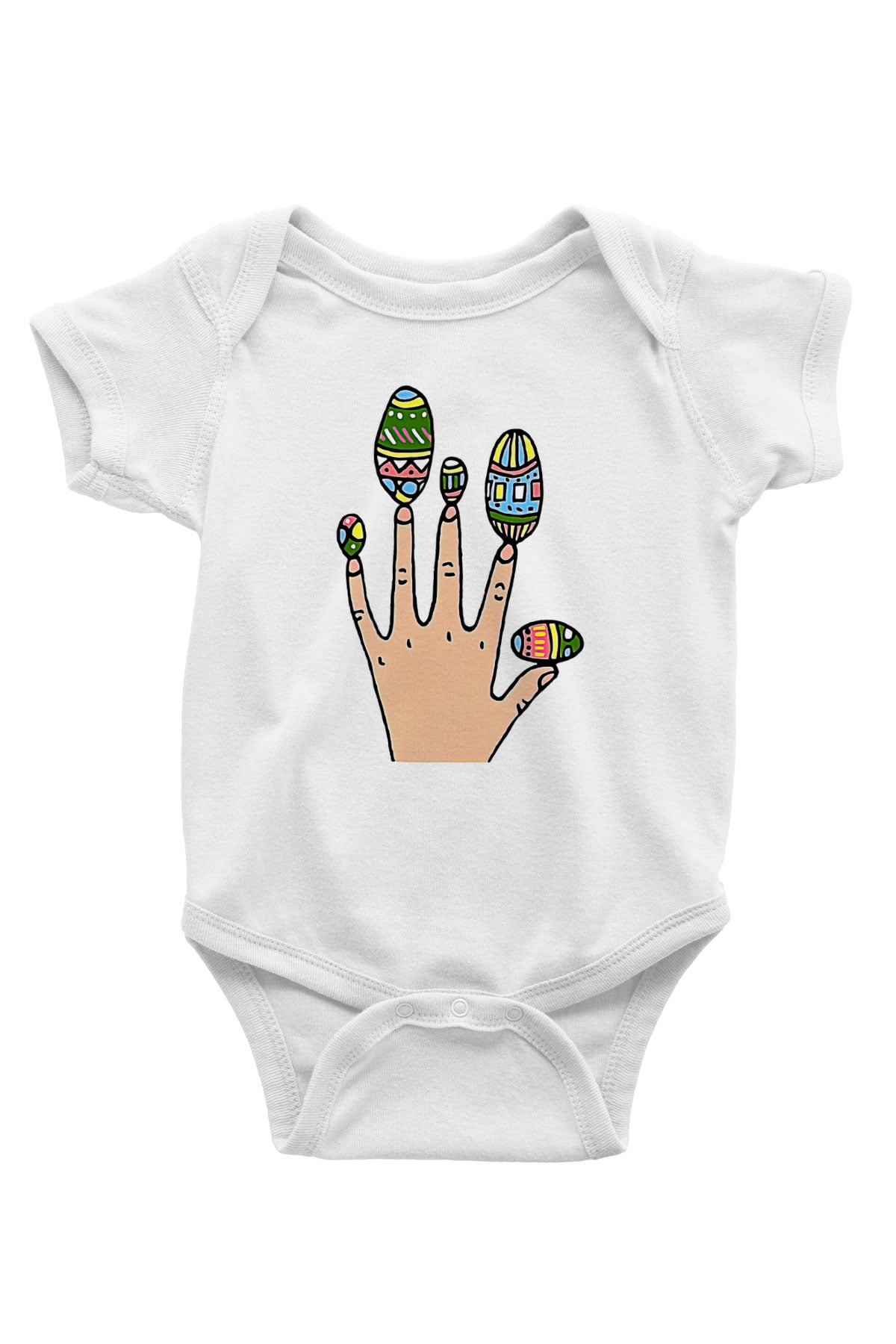 Paskalya Baskılı Beyaz Unisex Bebek Body - Zıbın