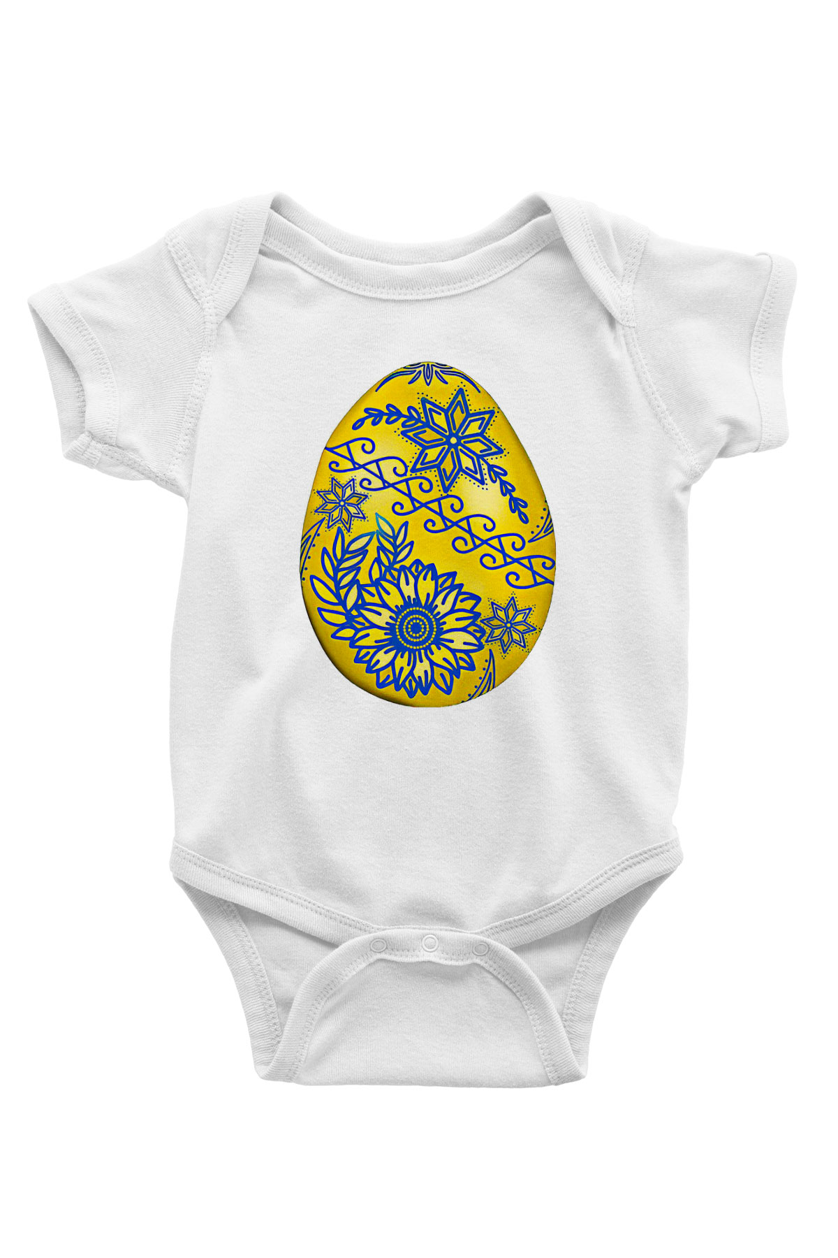 Paskalya Baskılı Beyaz Unisex Bebek Body - Zıbın