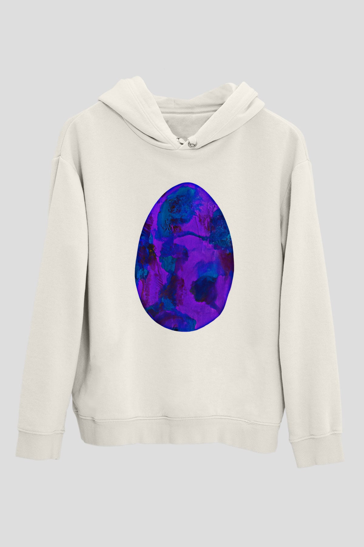 Paskalya Baskılı Beyaz Unisex Kapüşonlu Sweatshirt