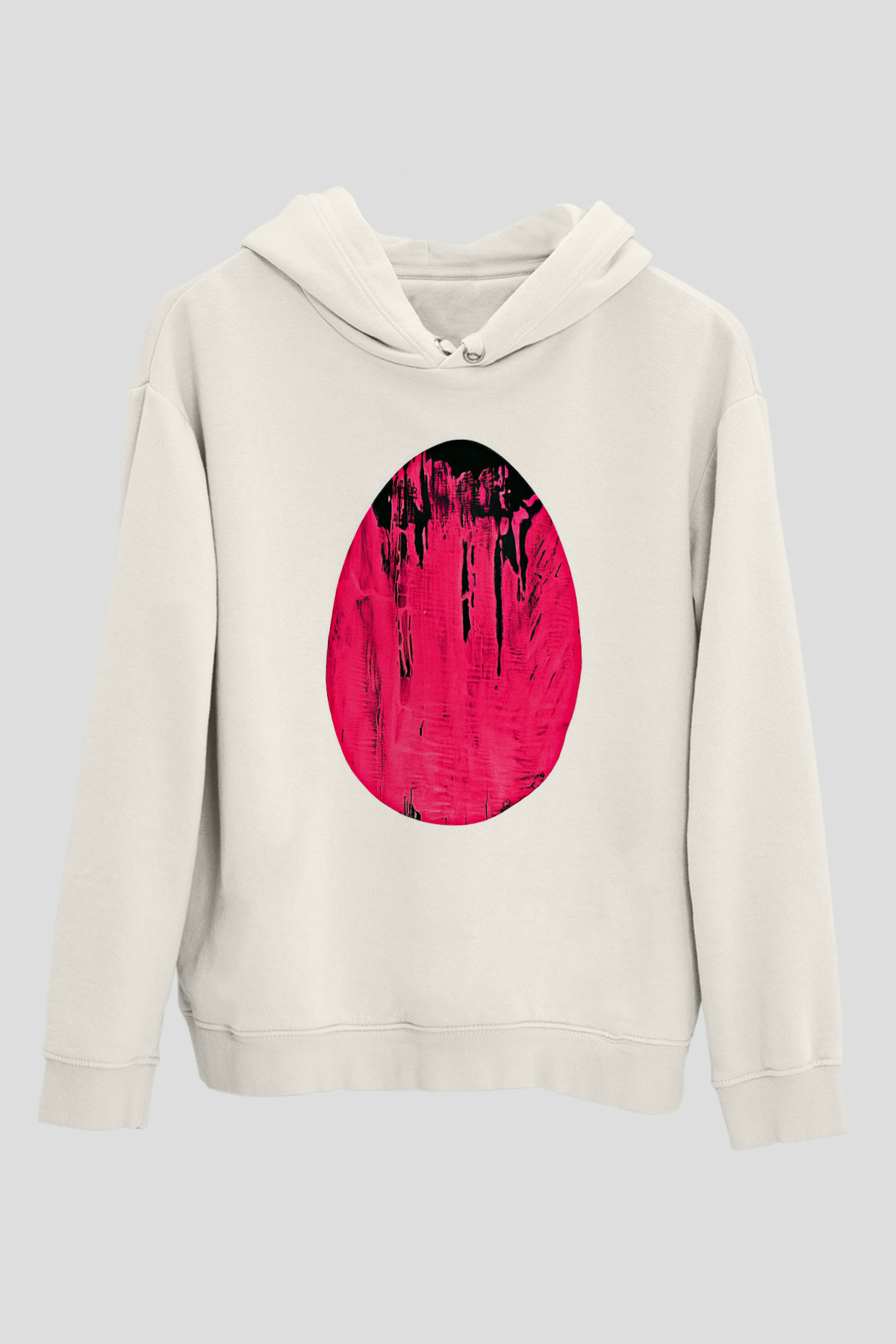 Paskalya Baskılı Beyaz Unisex Kapüşonlu Sweatshirt