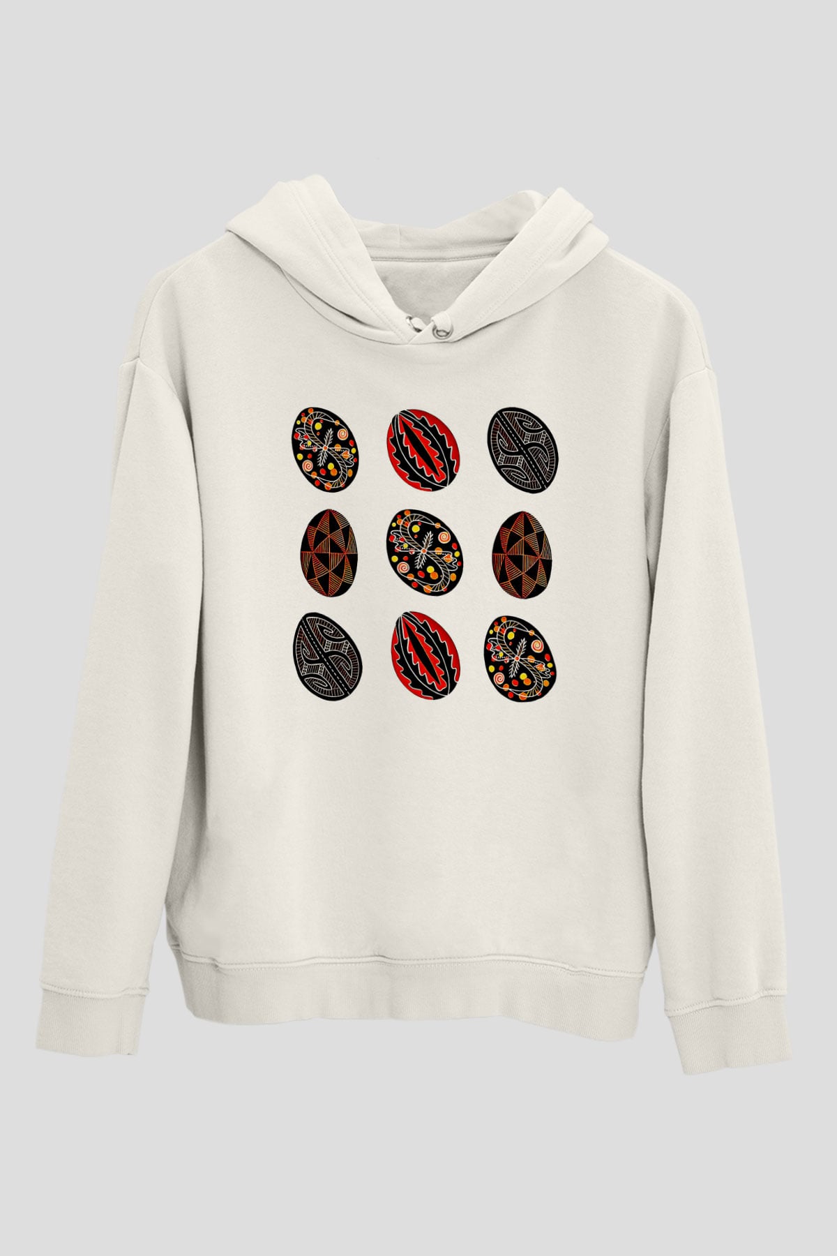 Paskalya Baskılı Beyaz Unisex Kapüşonlu Sweatshirt