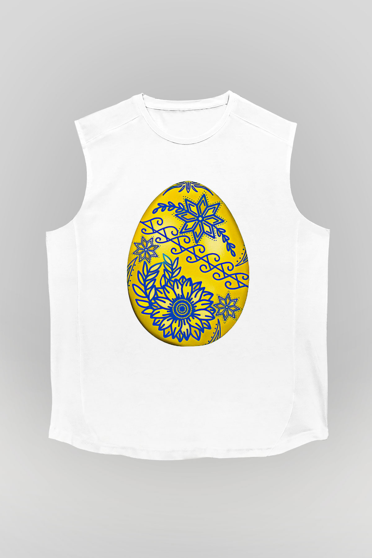Paskalya Baskılı Beyaz Unisex Kolsuz Tişört - Tshirt