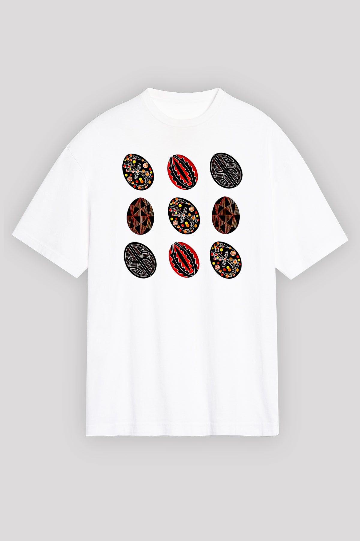 Paskalya Baskılı Beyaz Unisex Oversize Tişört - Tshirt