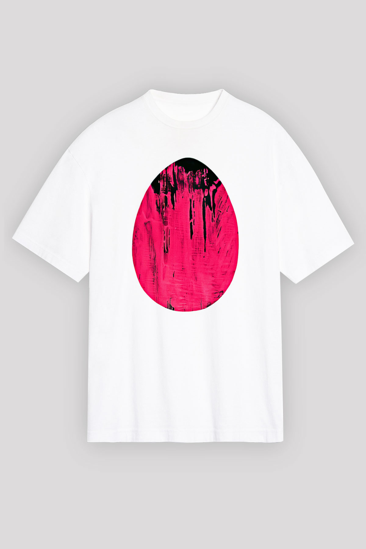 Paskalya Baskılı Beyaz Unisex Oversize Tişört - Tshirt