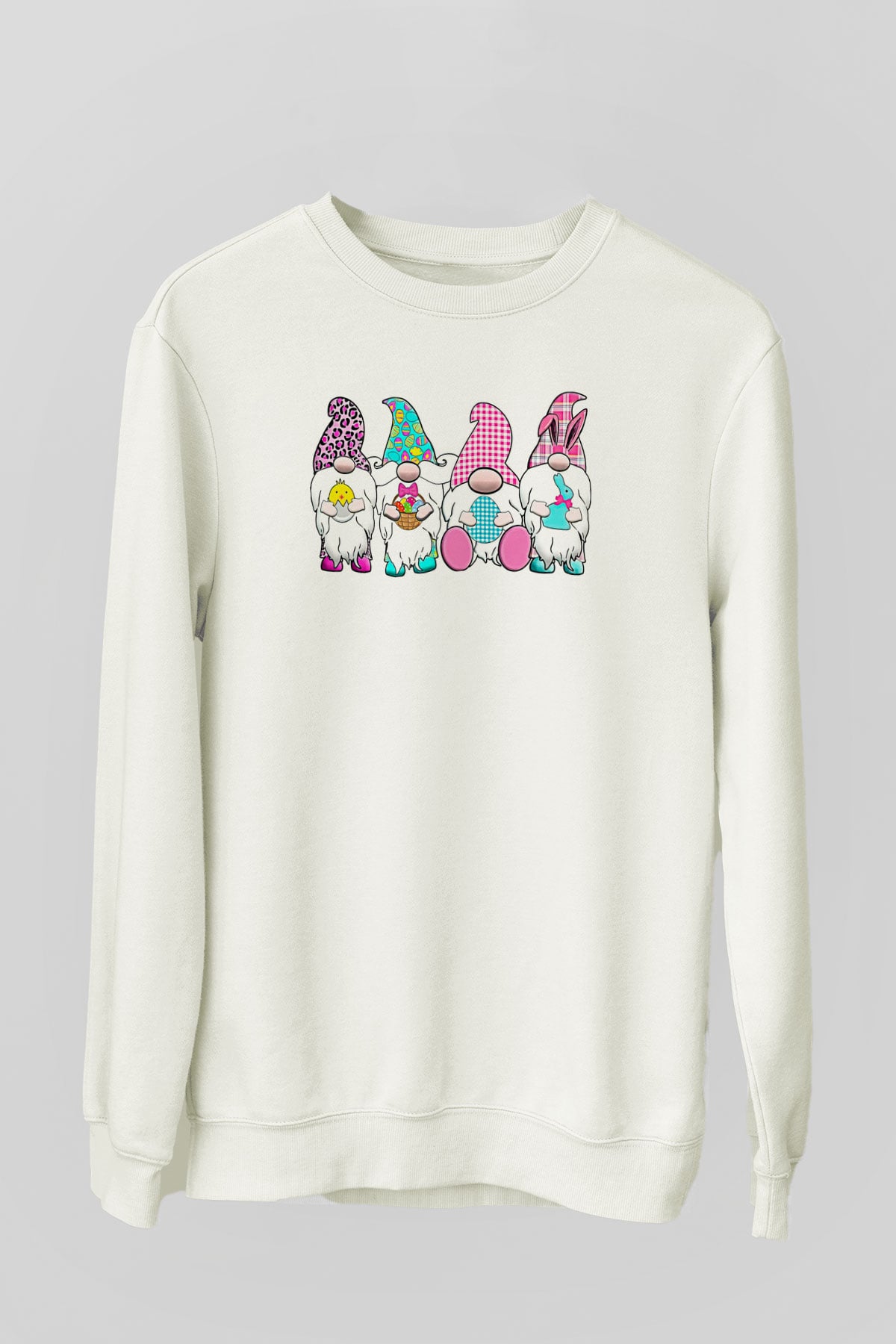 Paskalya Baskılı Beyaz Unisex Sweatshirt