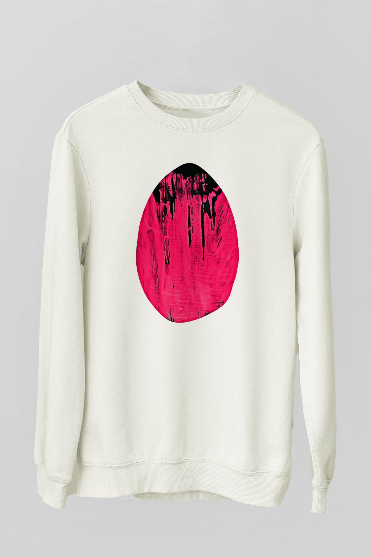Paskalya Baskılı Beyaz Unisex Sweatshirt