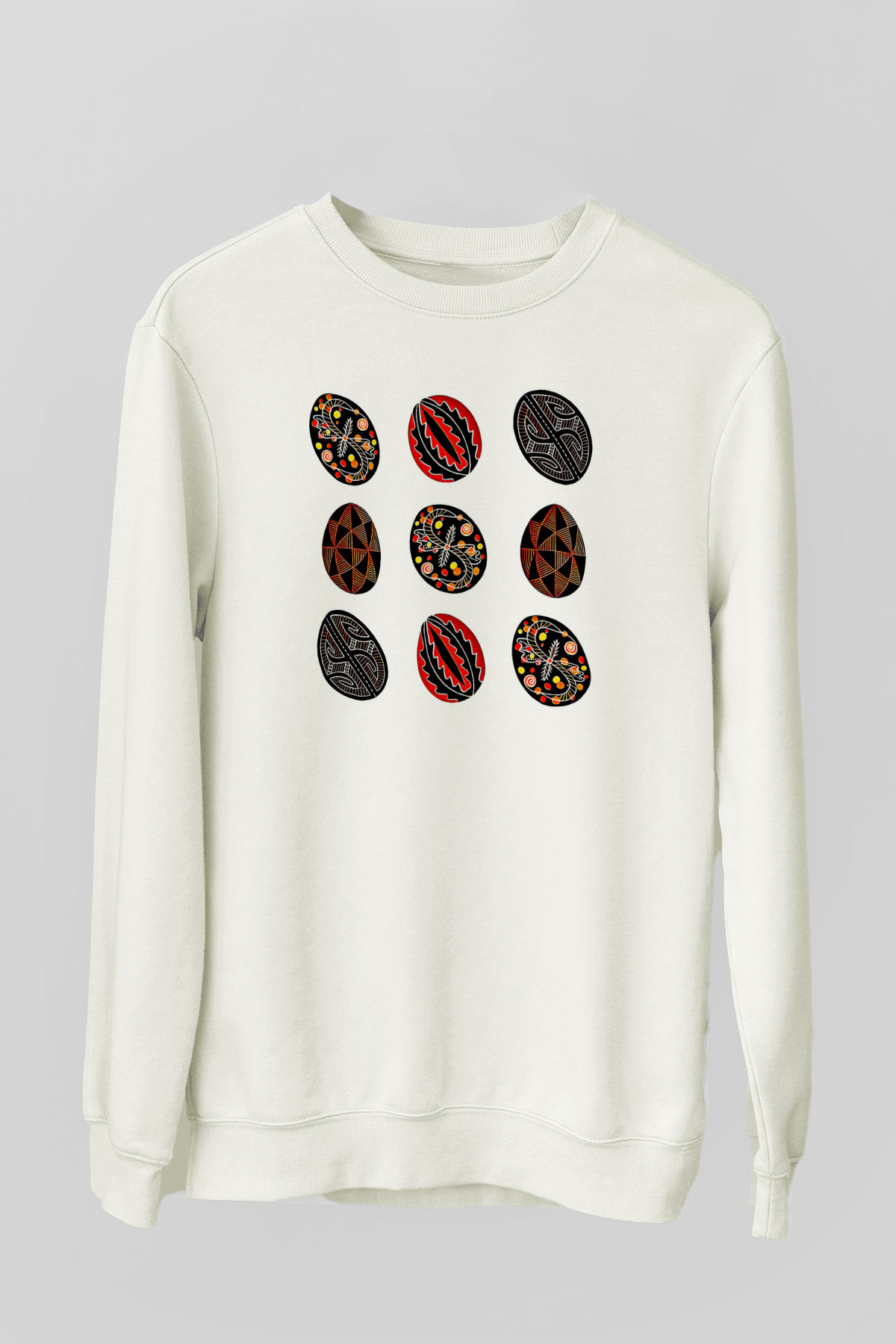 Paskalya Baskılı Beyaz Unisex Sweatshirt