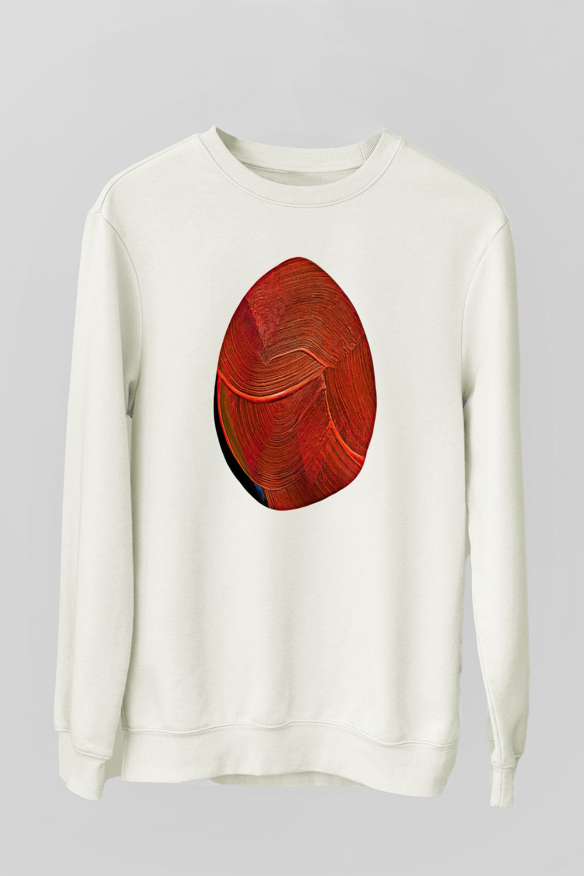 Paskalya Baskılı Beyaz Unisex Sweatshirt