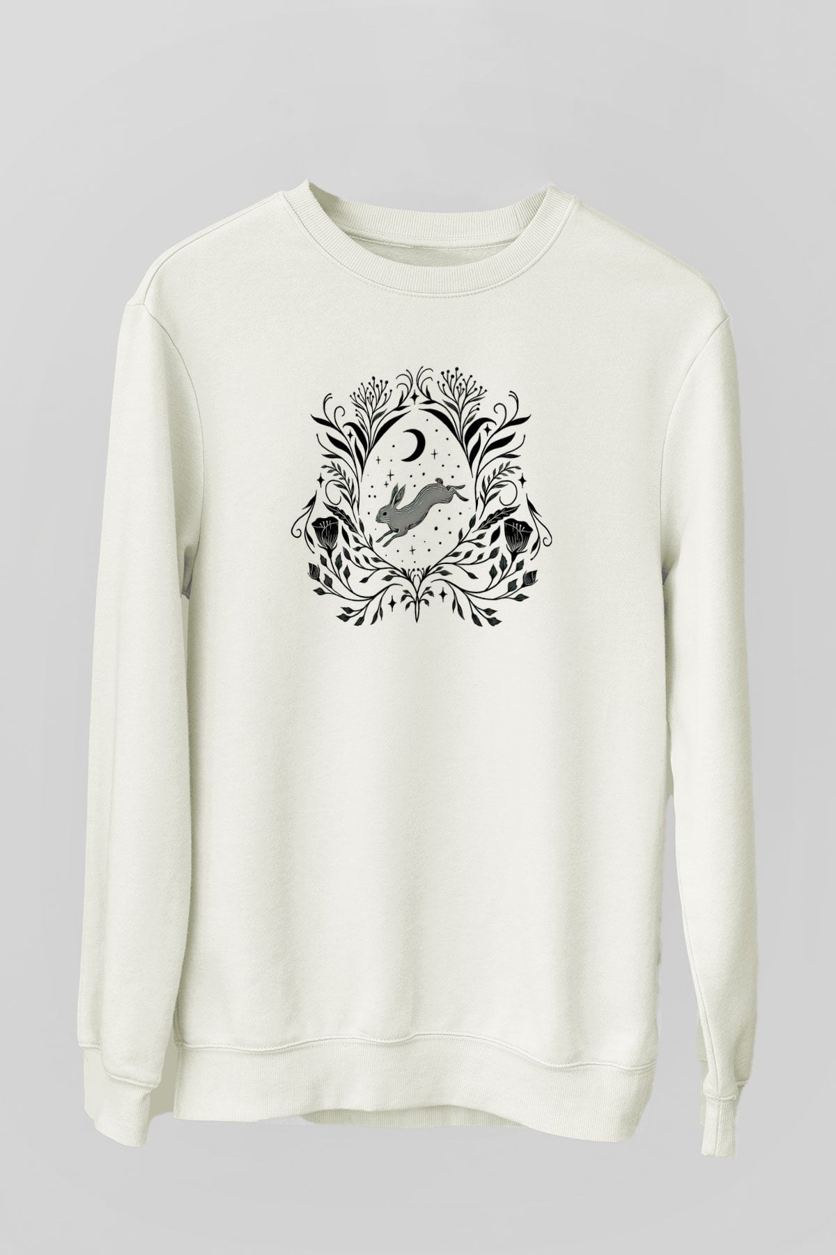 Paskalya Baskılı Beyaz Unisex Sweatshirt