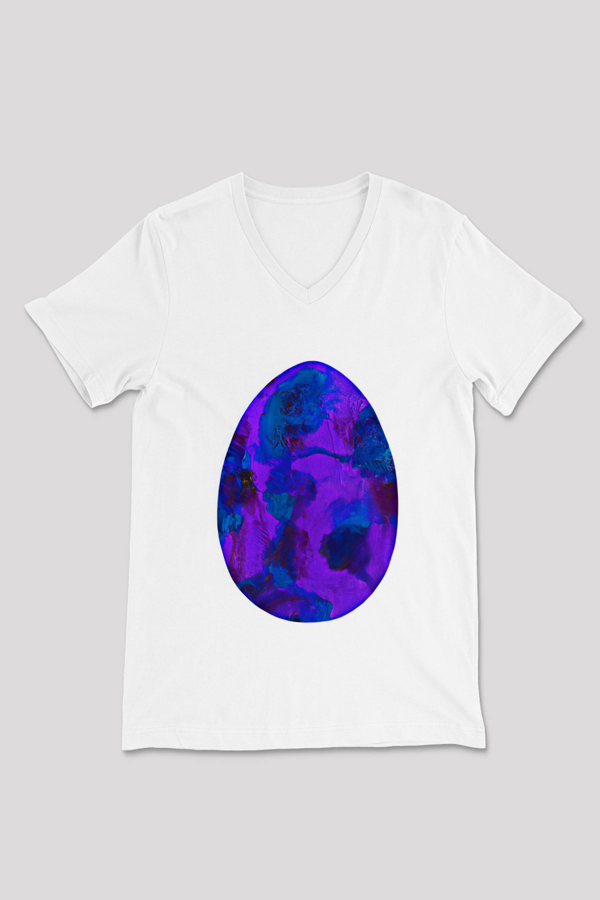 Paskalya Baskılı Beyaz Unisex V Yaka Tişört - Tshirt