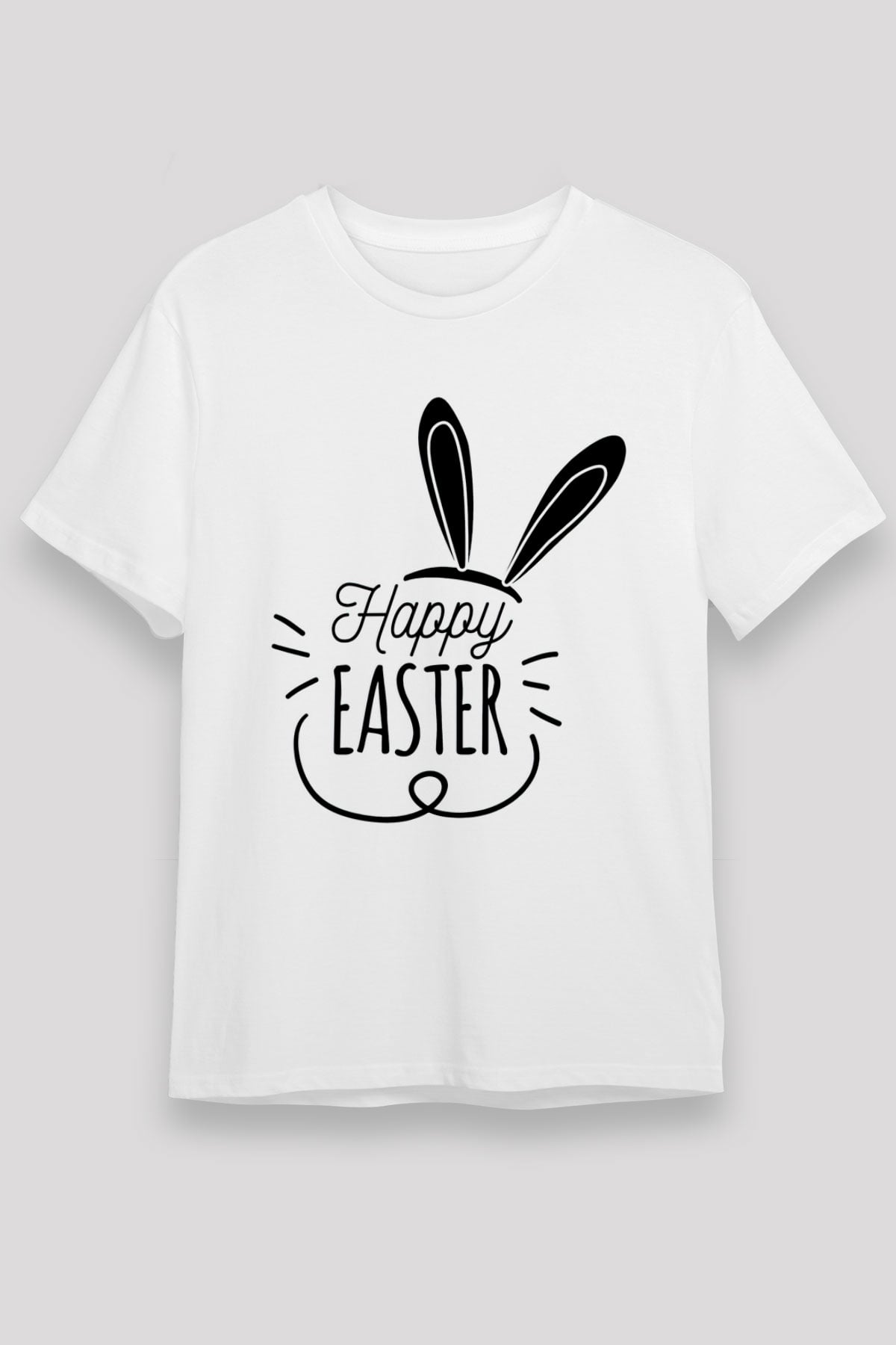 Paskalya Baskılı Unisex Beyaz Tişört - Tshirt