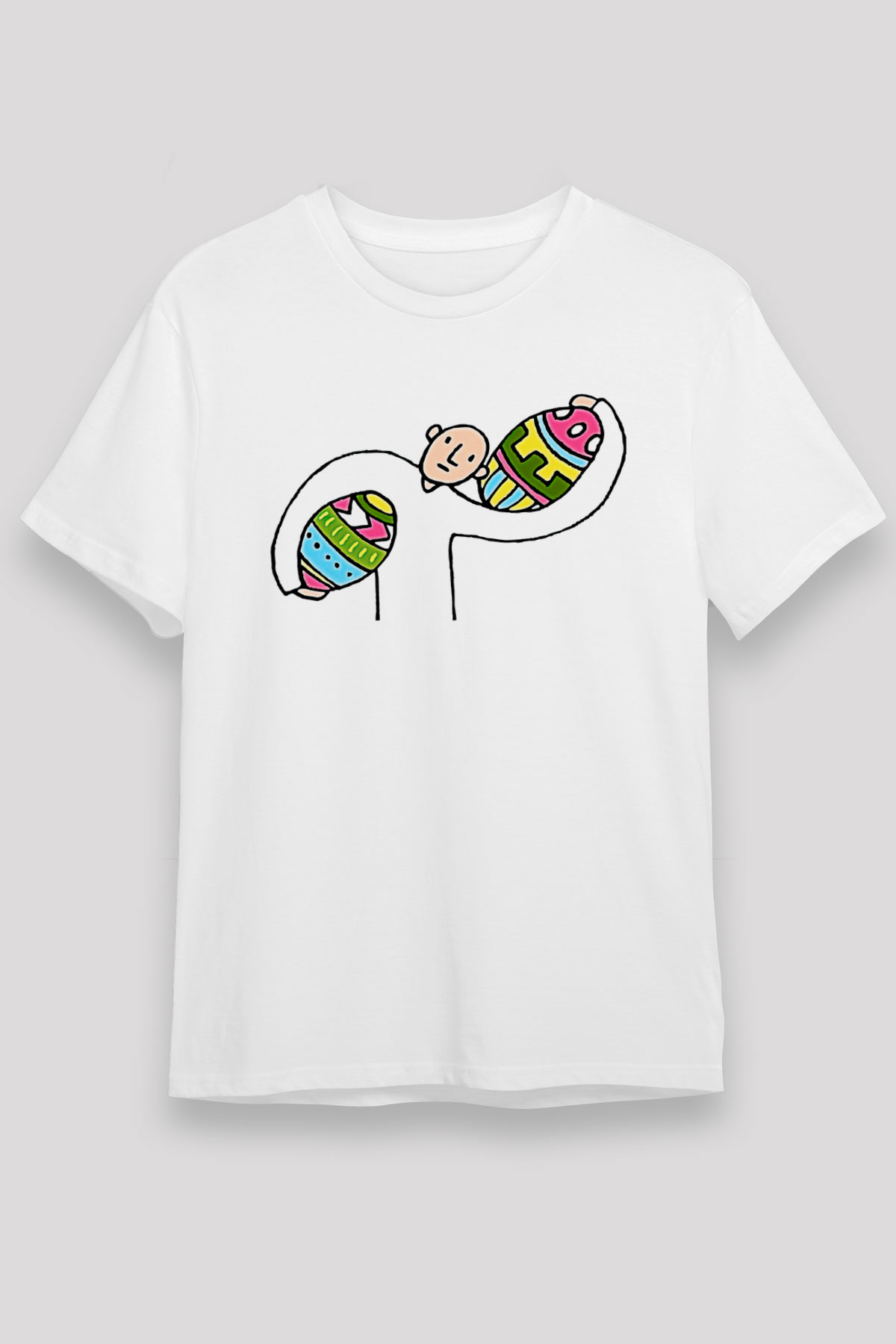 Paskalya Baskılı Unisex Beyaz Tişört - Tshirt