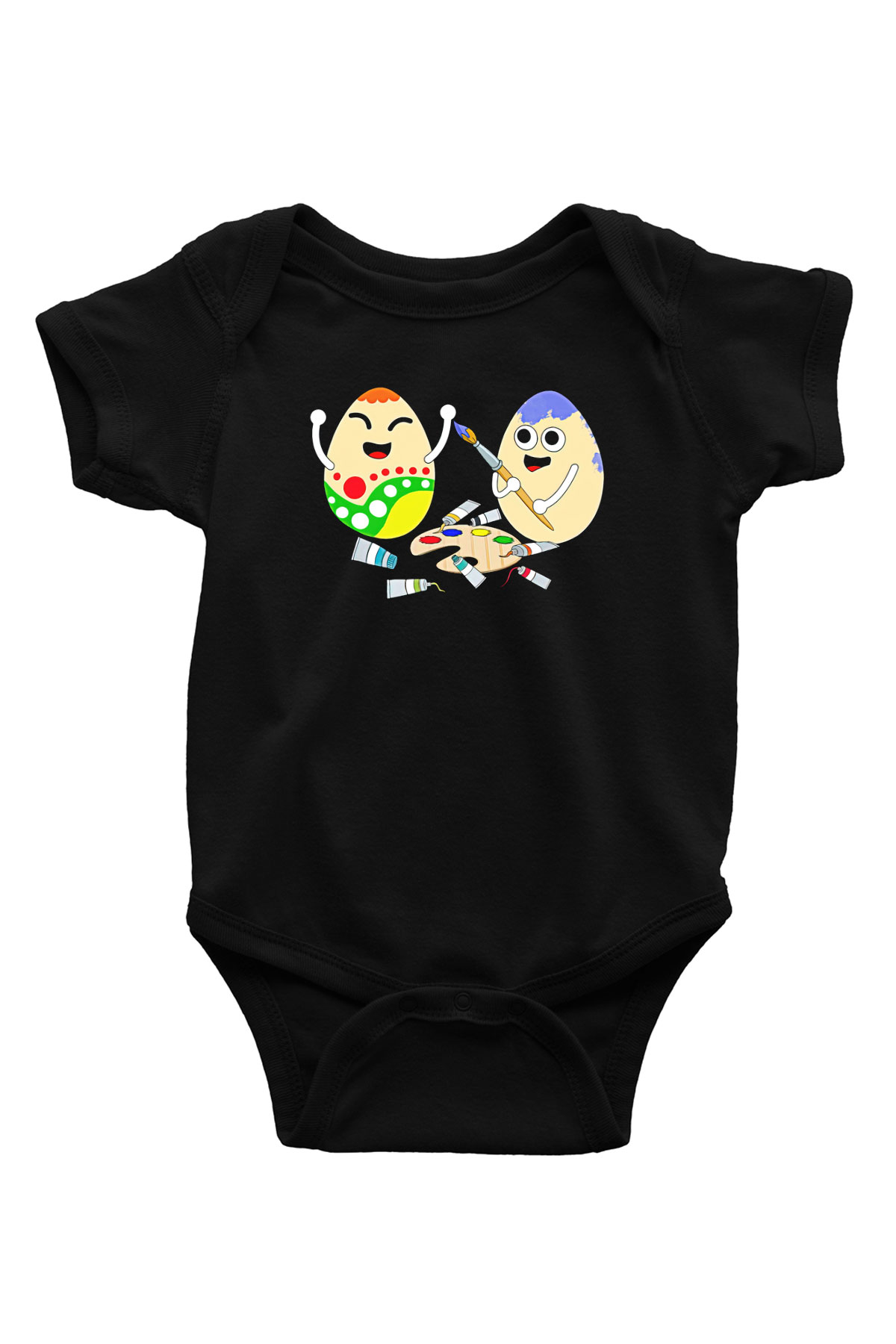 Paskalya Baskılı Unisex Siyah Bebek Body - Zıbın