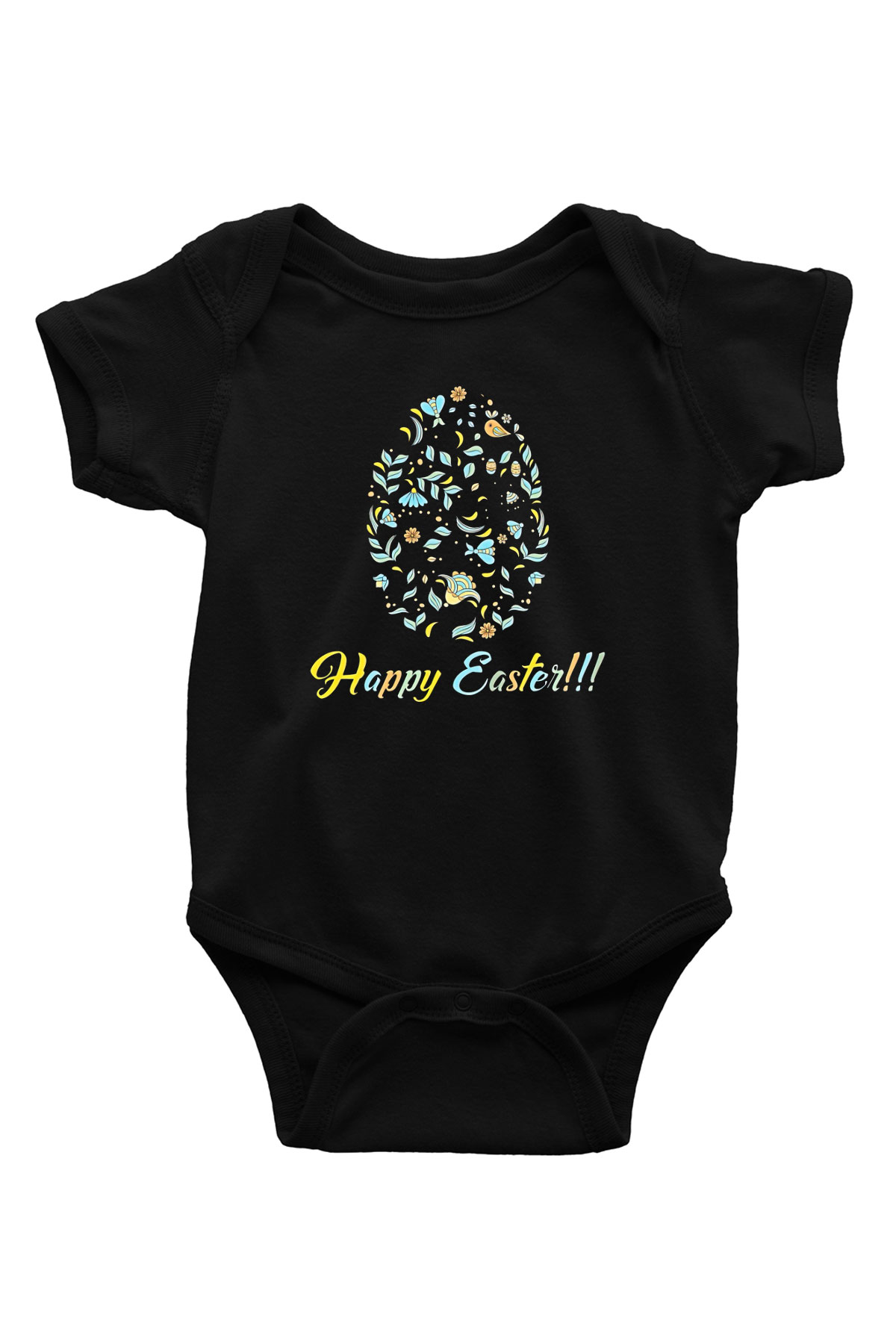 Paskalya Baskılı Unisex Siyah Bebek Body - Zıbın