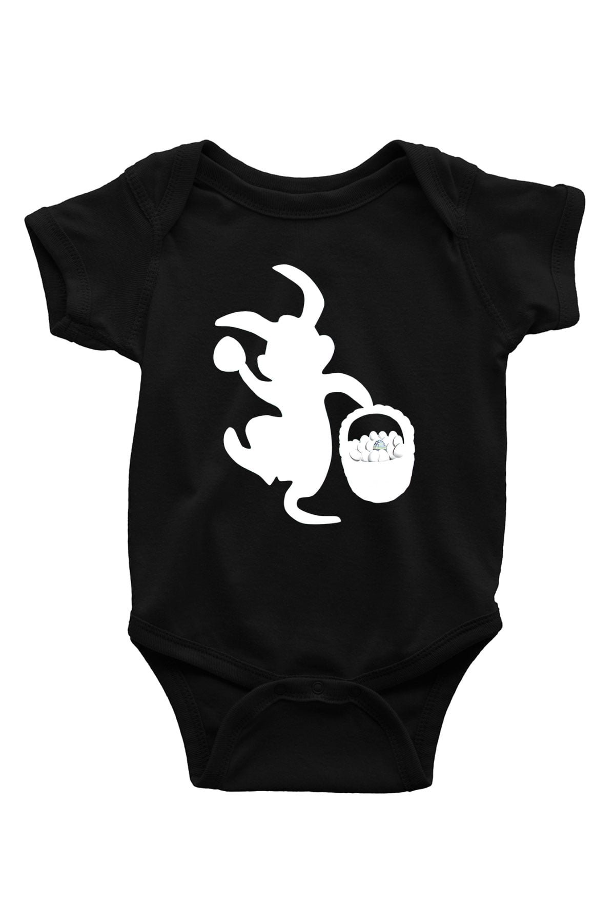 Paskalya Baskılı Unisex Siyah Bebek Body - Zıbın