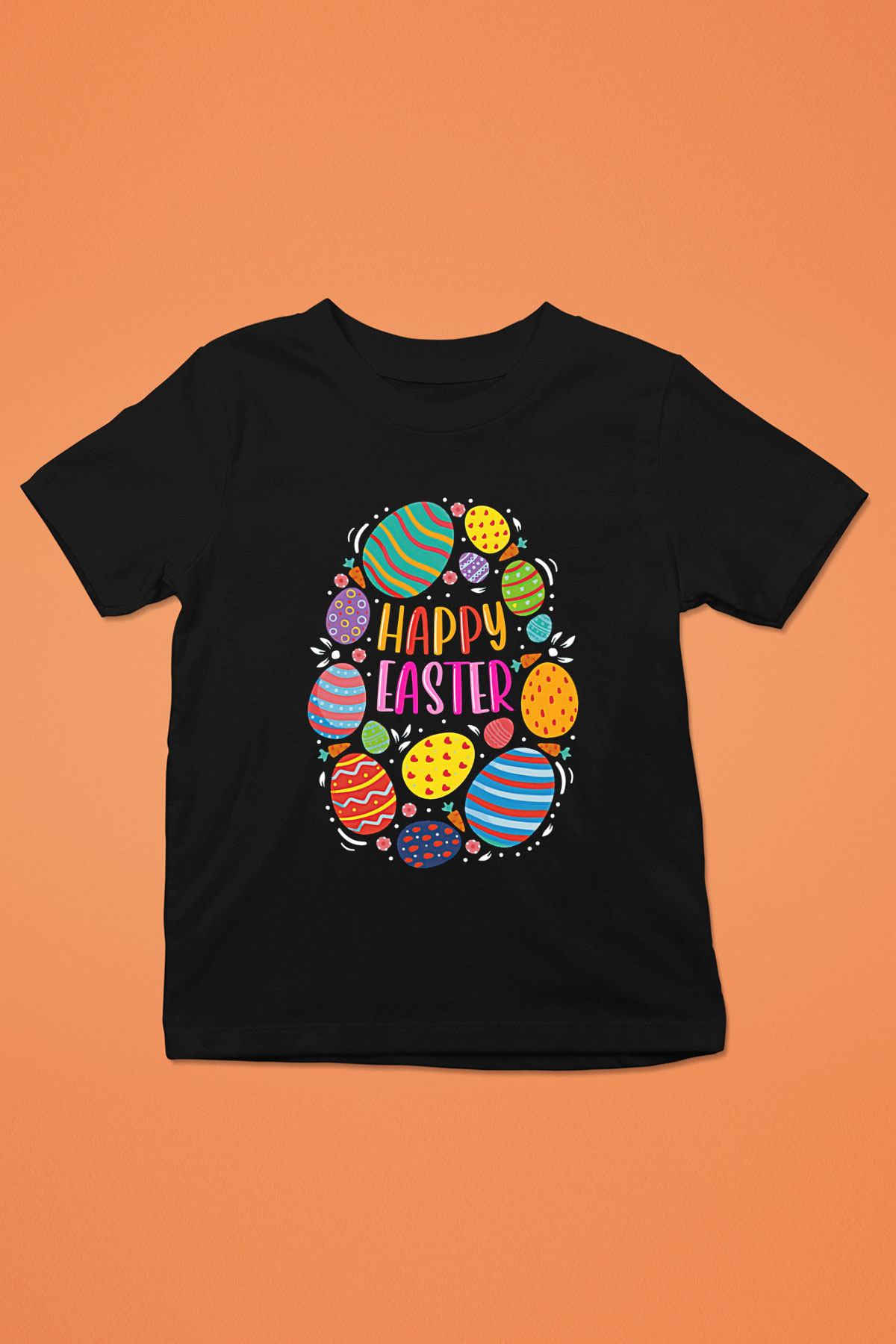 Paskalya Baskılı Unisex Siyah Çocuk Tişört - Tshirt
