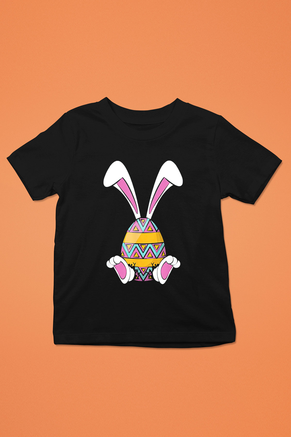 Paskalya Baskılı Unisex Siyah Çocuk Tişört - Tshirt