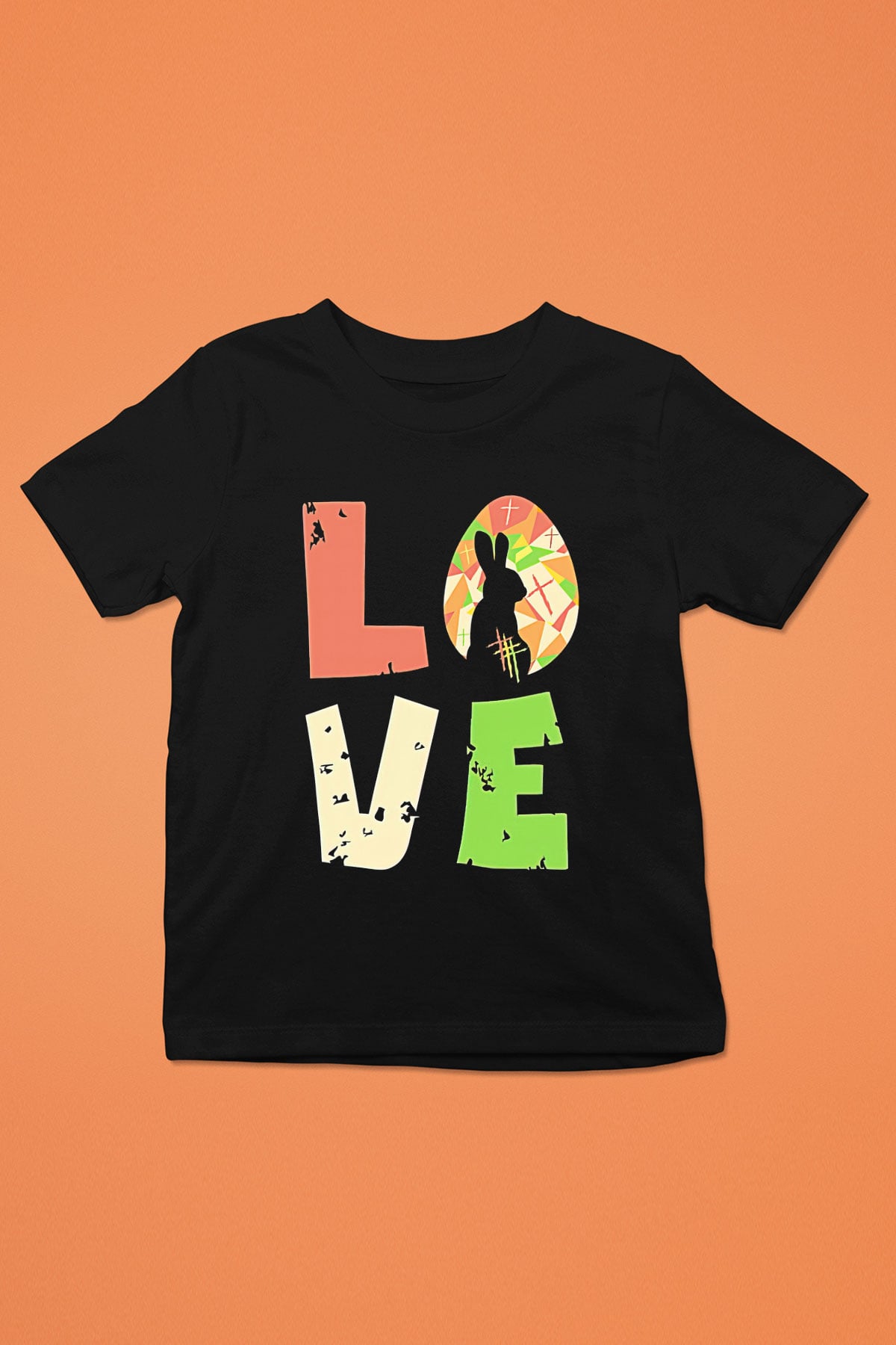 Paskalya Baskılı Unisex Siyah Çocuk Tişört - Tshirt