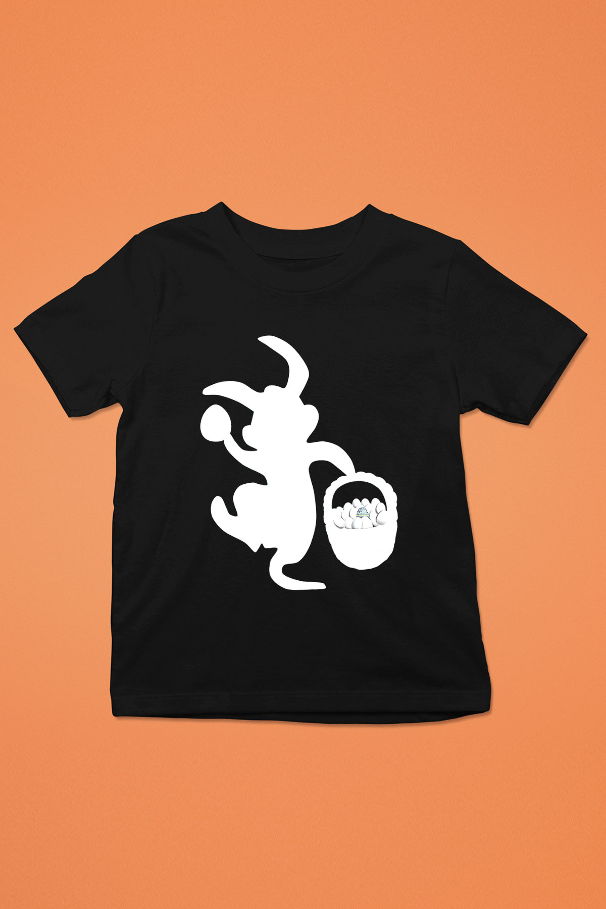 Paskalya Baskılı Unisex Siyah Çocuk Tişört - Tshirt
