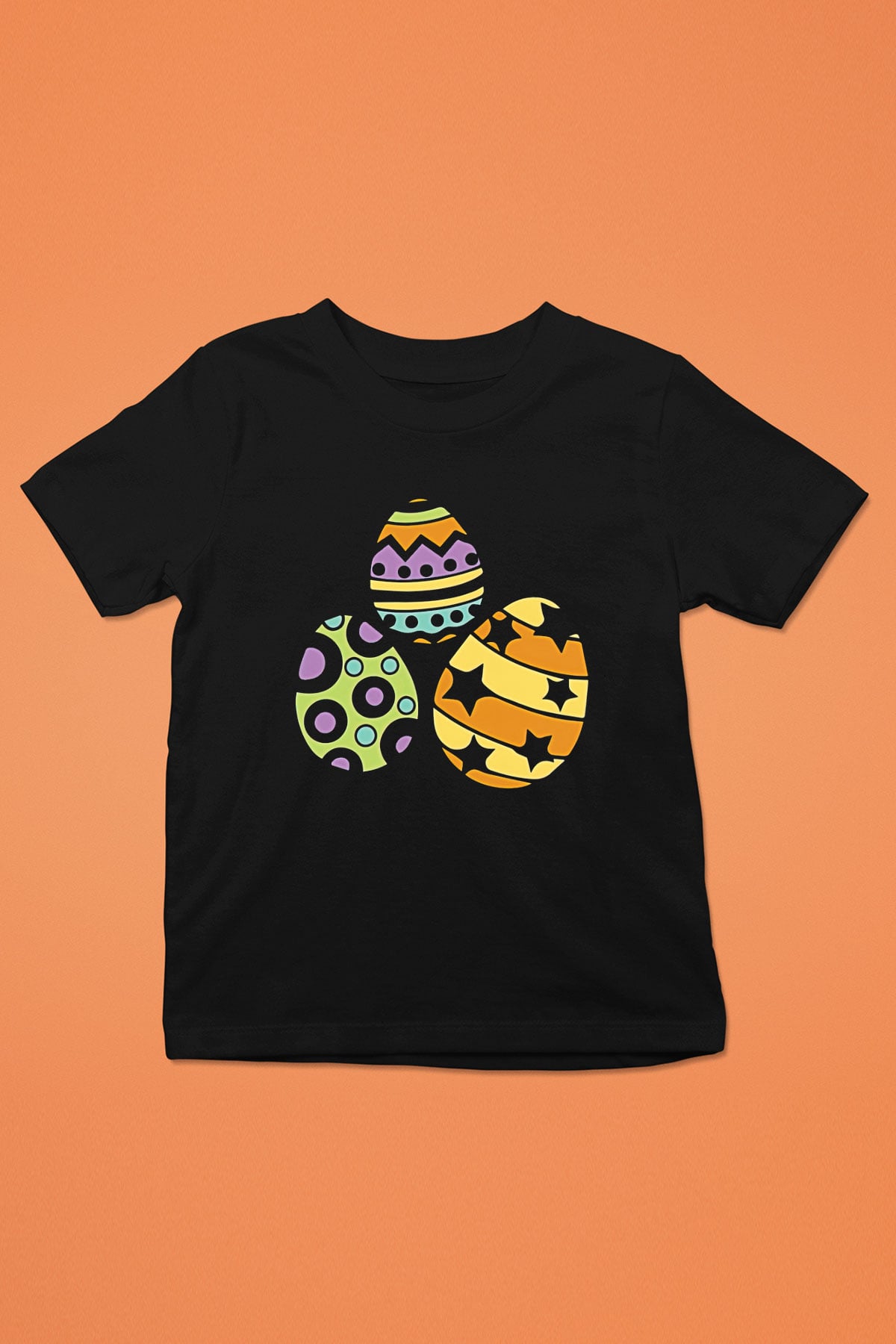 Paskalya Baskılı Unisex Siyah Çocuk Tişört - Tshirt