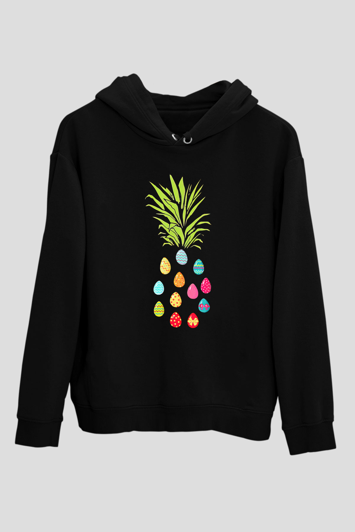 Paskalya Baskılı Unisex Siyah Hoodie