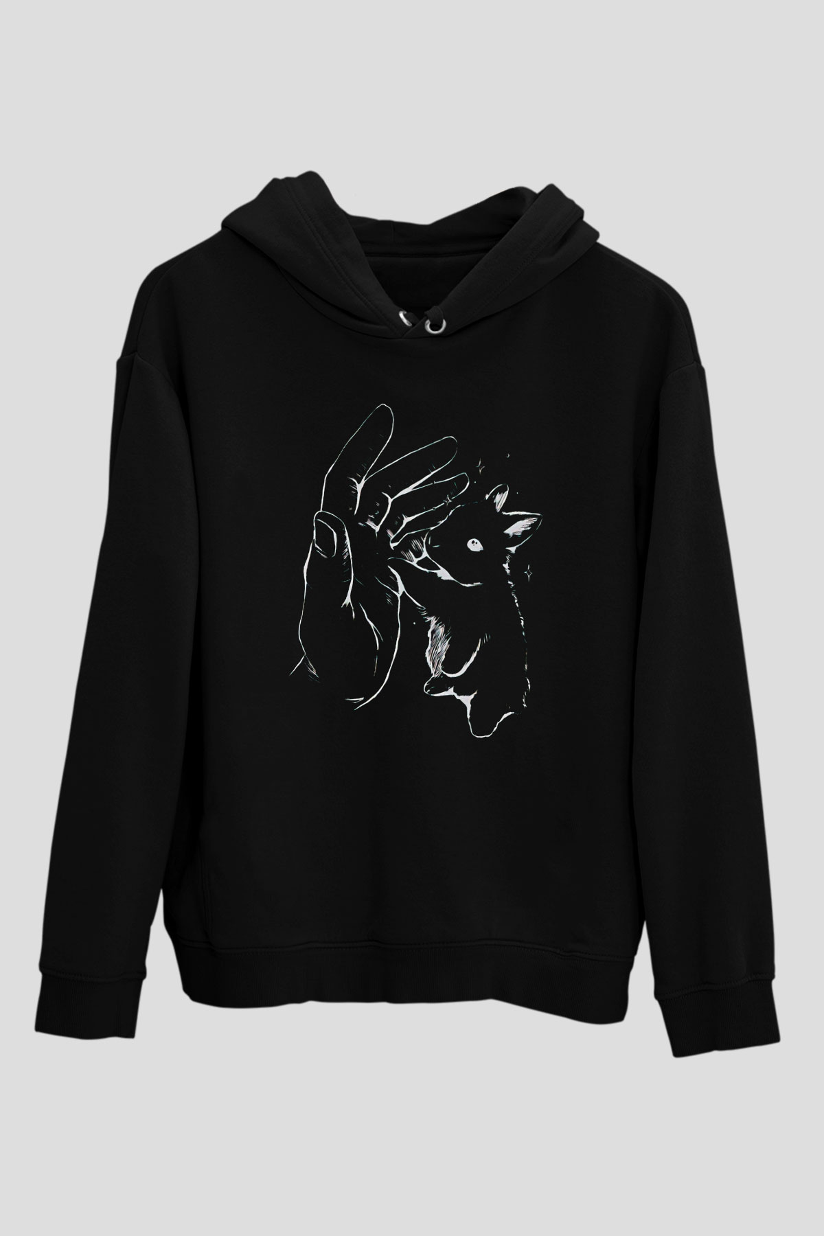 Paskalya Baskılı Unisex Siyah Hoodie