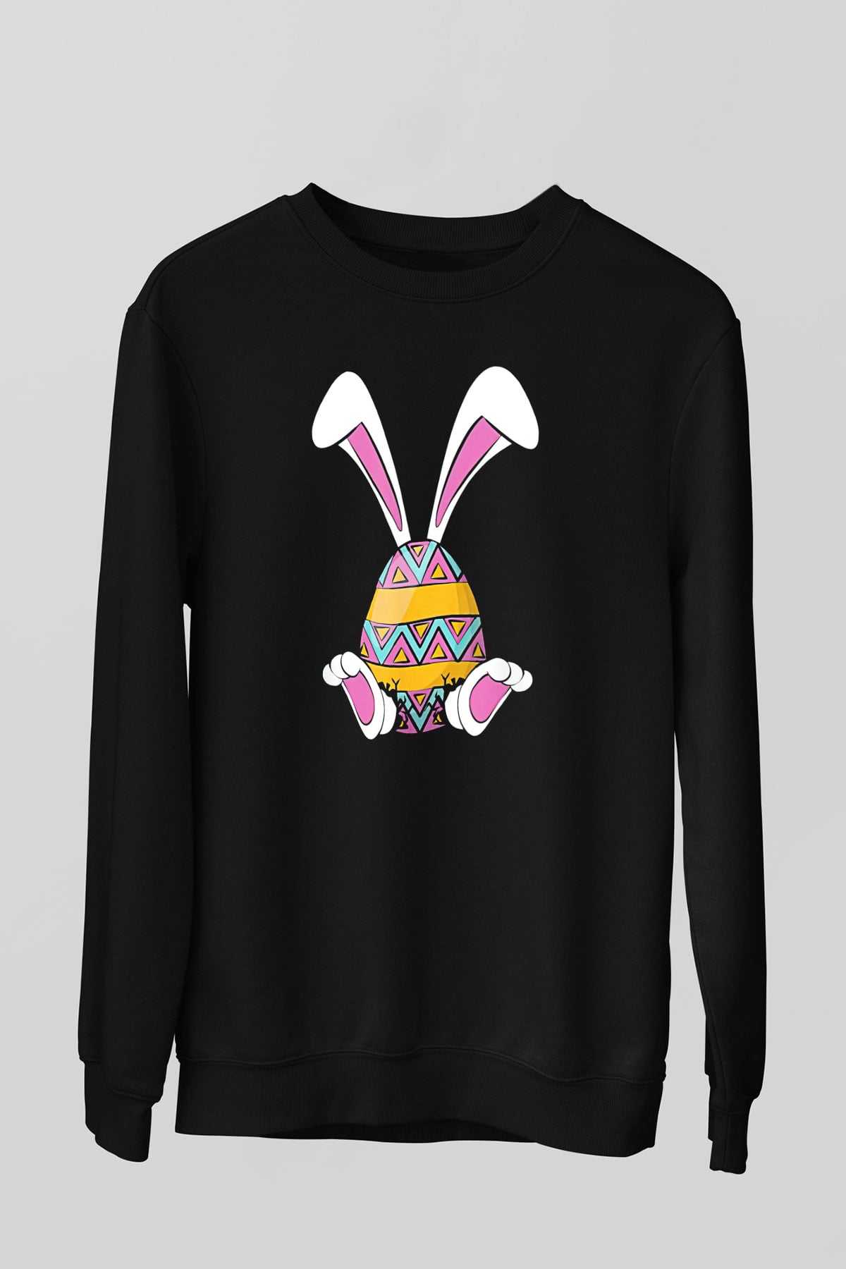 Paskalya Baskılı Unisex Siyah Sweatshirt