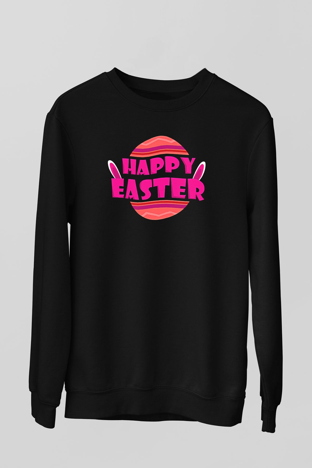 Paskalya Baskılı Unisex Siyah Sweatshirt