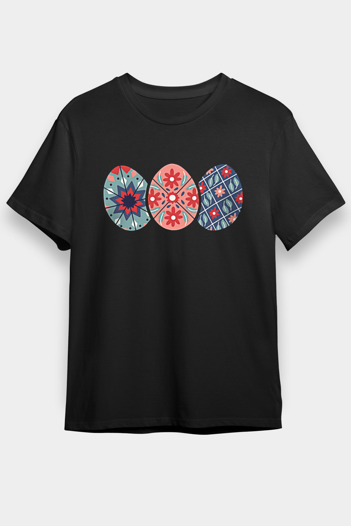 Paskalya Baskılı Unisex Siyah Tişört - Tshirt
