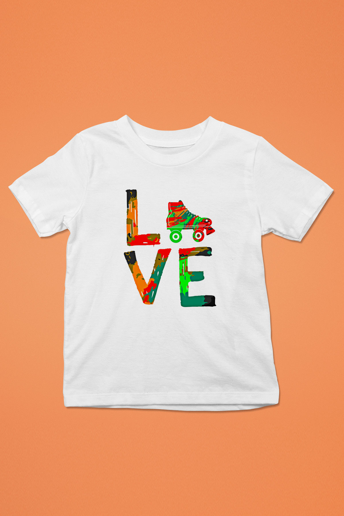 Paten Baskılı Unisex Beyaz Çocuk Tişört - Tshirt