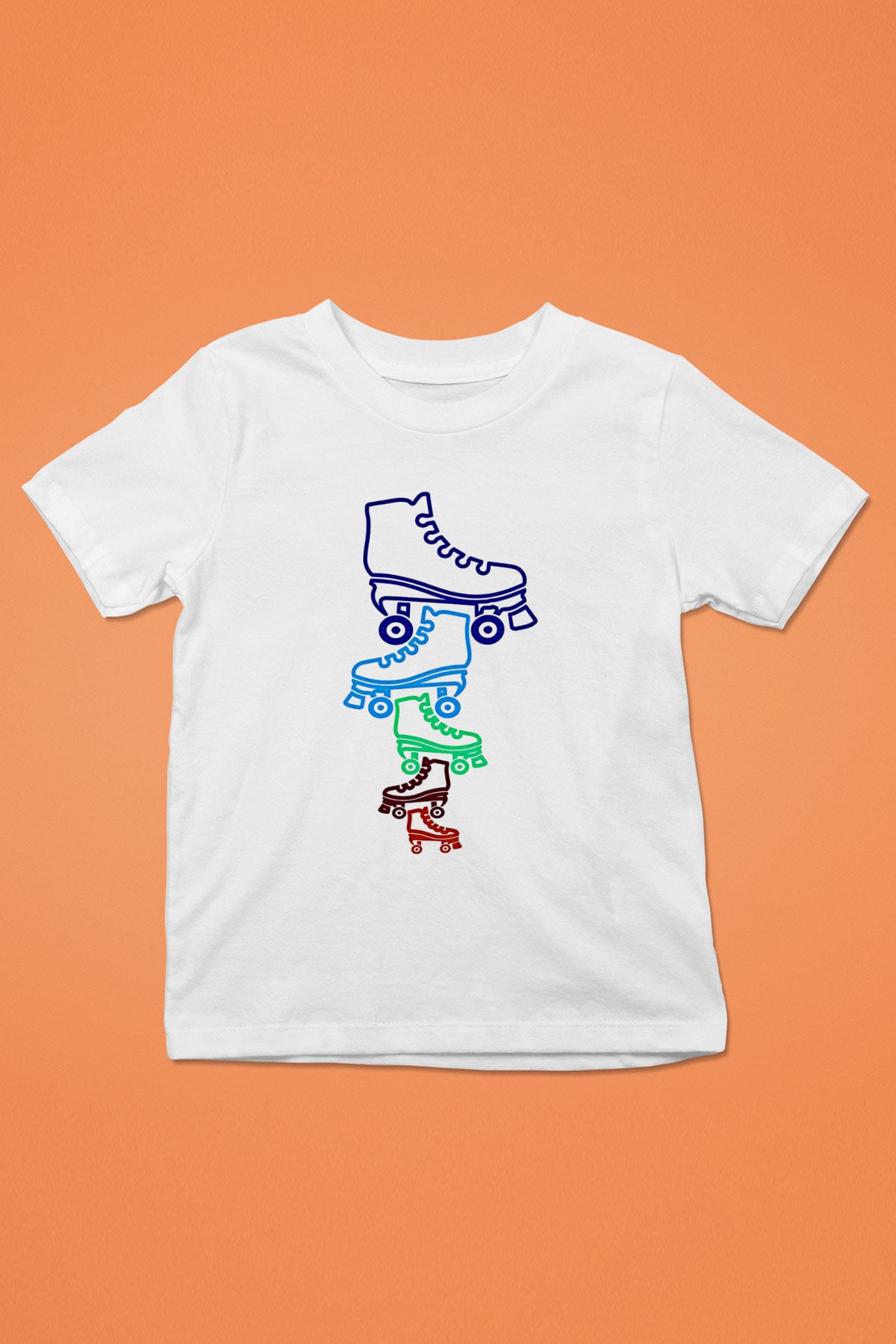 Paten Baskılı Unisex Beyaz Çocuk Tişört - Tshirt