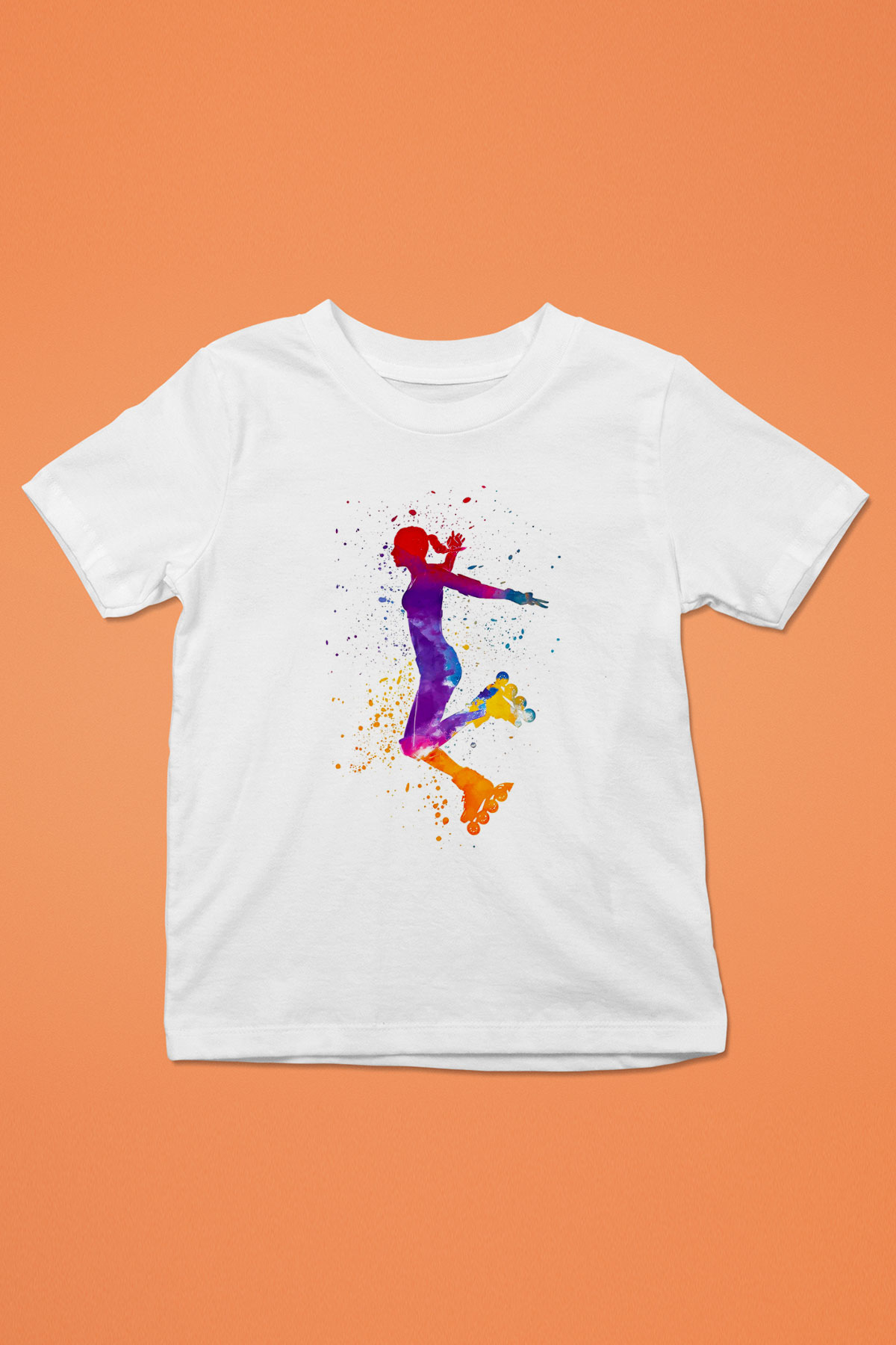 Paten Baskılı Unisex Beyaz Çocuk Tişört - Tshirt