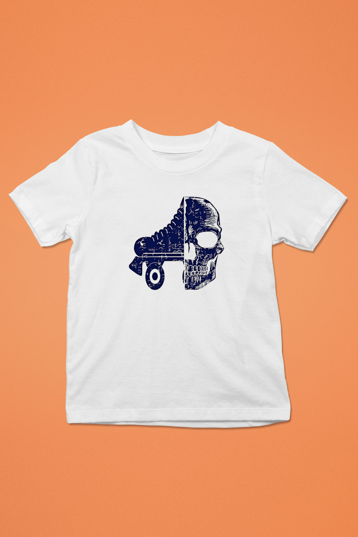 Paten Baskılı Unisex Beyaz Çocuk Tişört - Tshirt