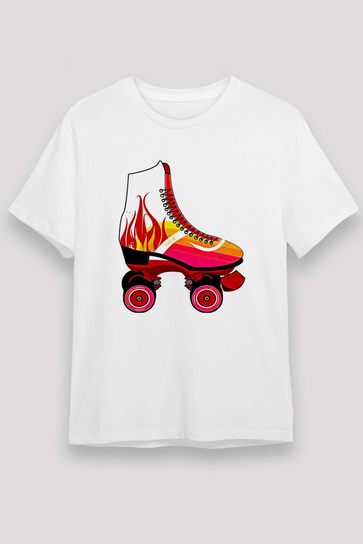 Paten Baskılı Unisex Beyaz Tişört - Tshirt