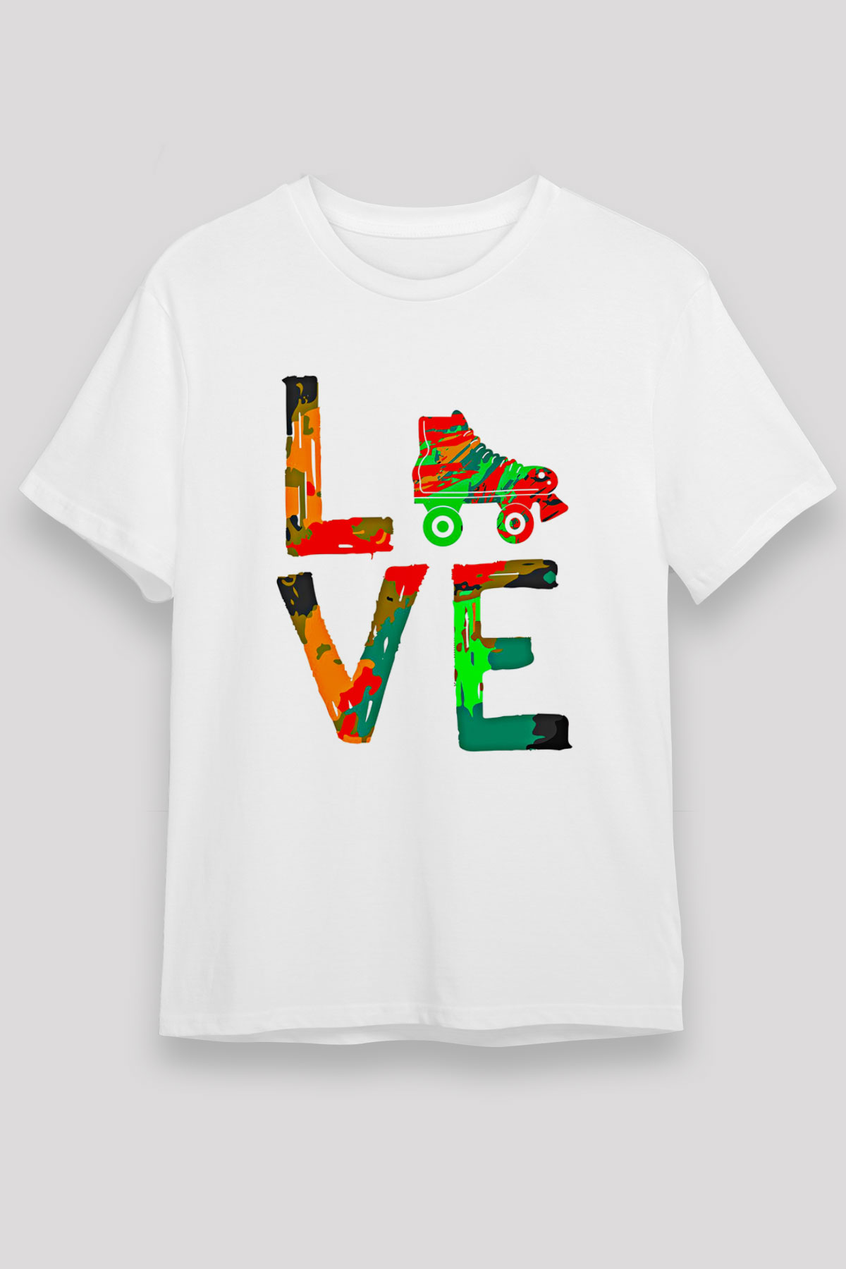 Paten Baskılı Unisex Beyaz Tişört - Tshirt