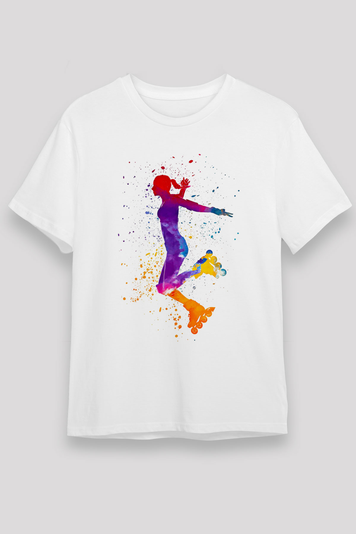 Paten Baskılı Unisex Beyaz Tişört - Tshirt