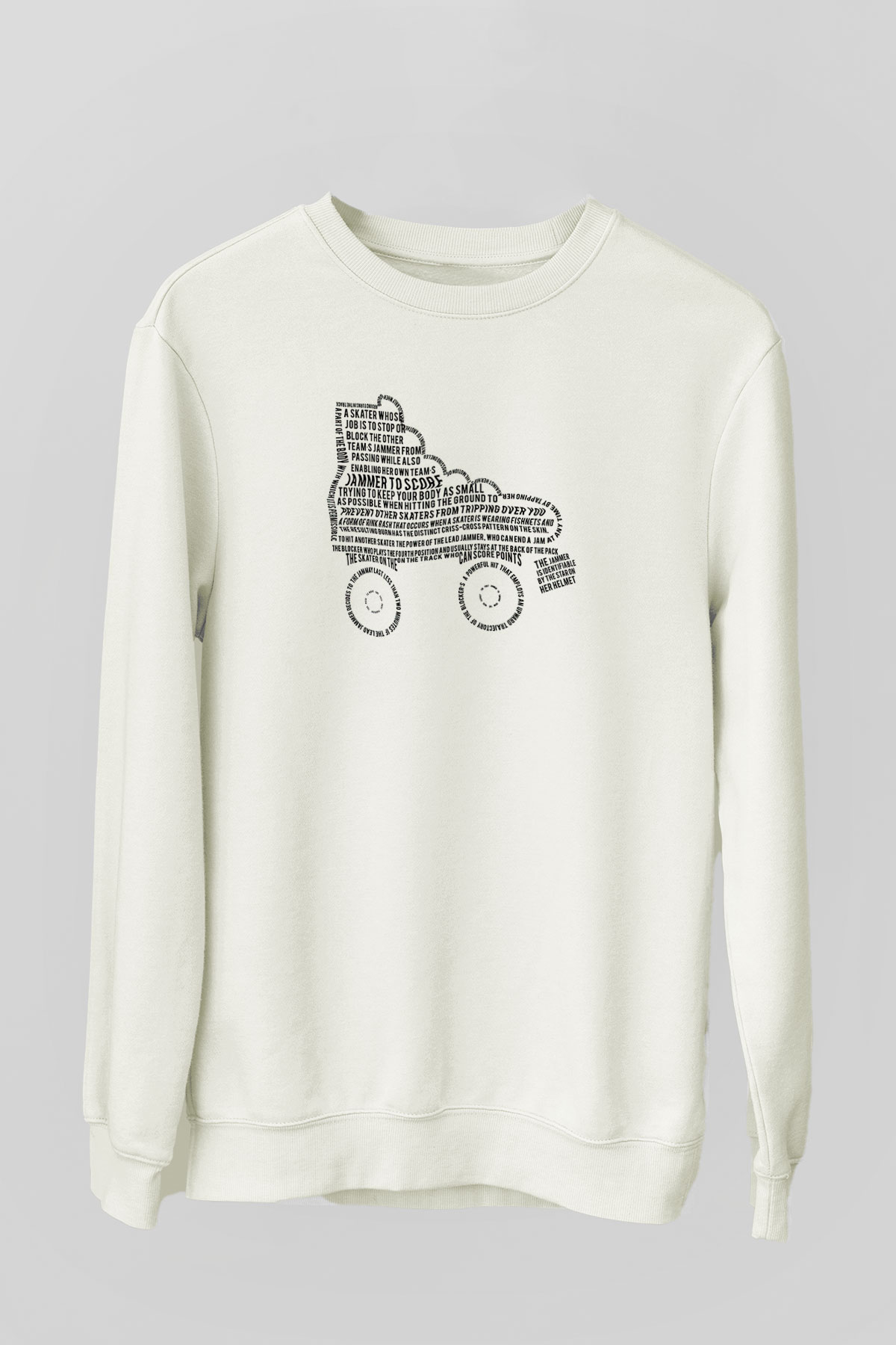Paten Baskılı Unisex Ekru Sweatshirt