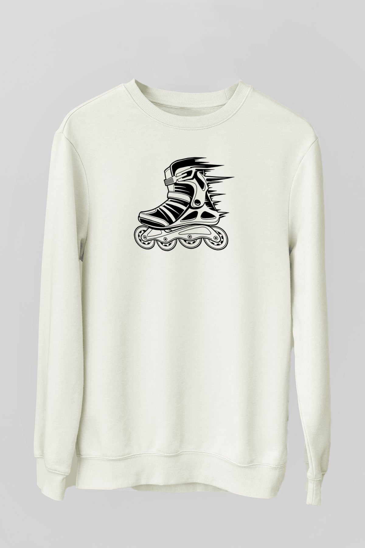 Paten Baskılı Unisex Ekru Sweatshirt