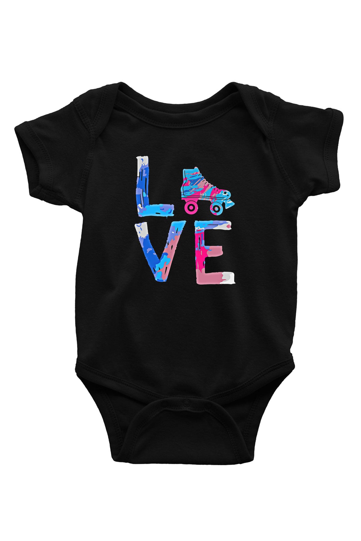 Paten Baskılı Unisex Siyah Bebek Body - Zıbın