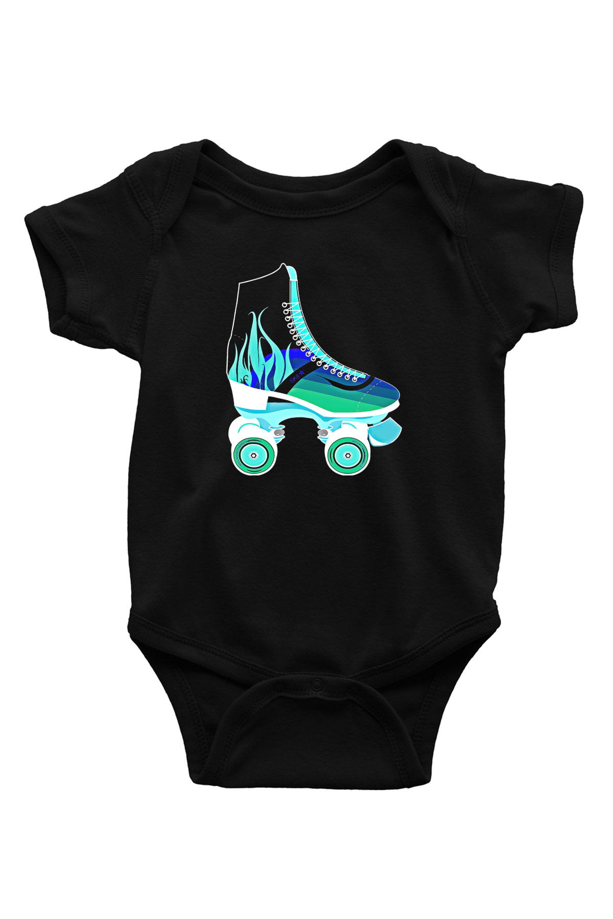 Paten Baskılı Unisex Siyah Bebek Body - Zıbın
